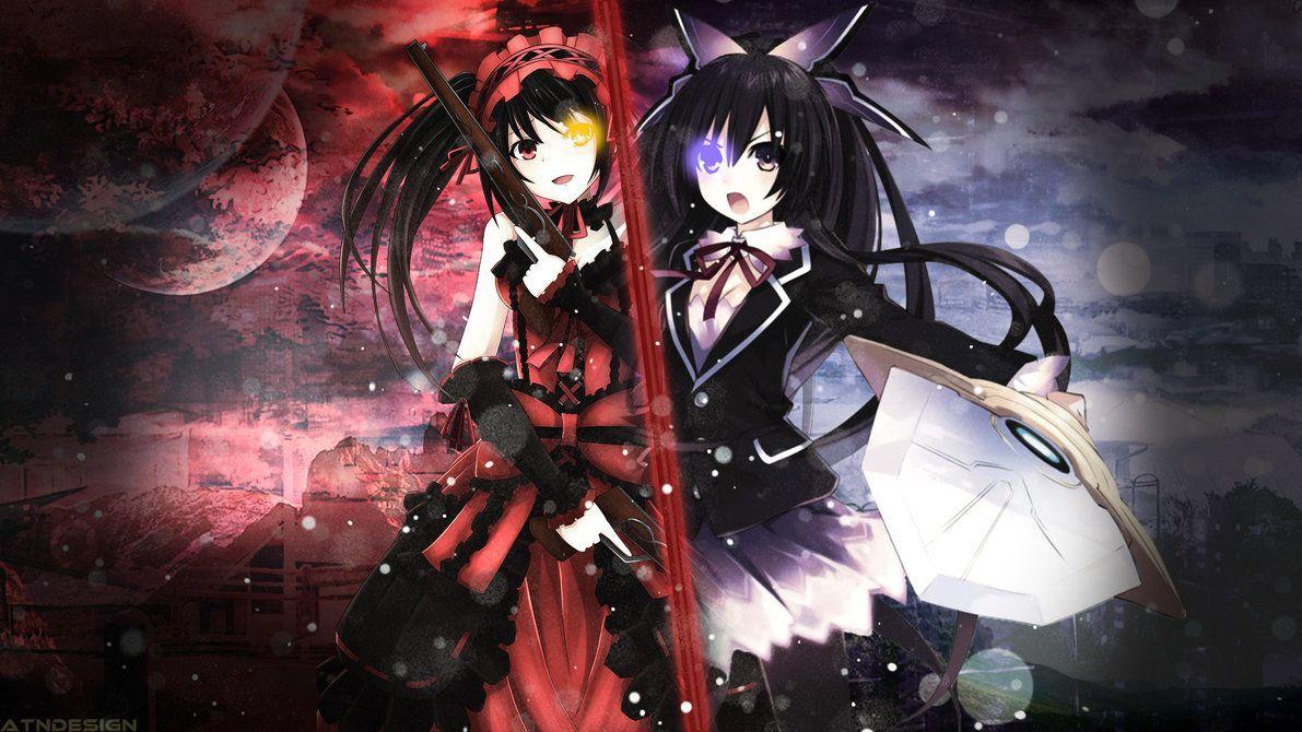 1191x670 Date a live wallpaper Thoka and Kurumi by Ponydesign0. Hình ảnh