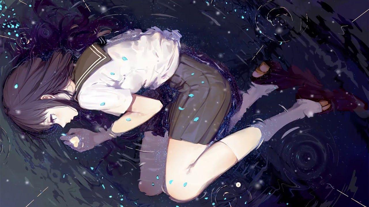 1280x720 Anime Girl In The Water On Rainy Day Live Wallpaper