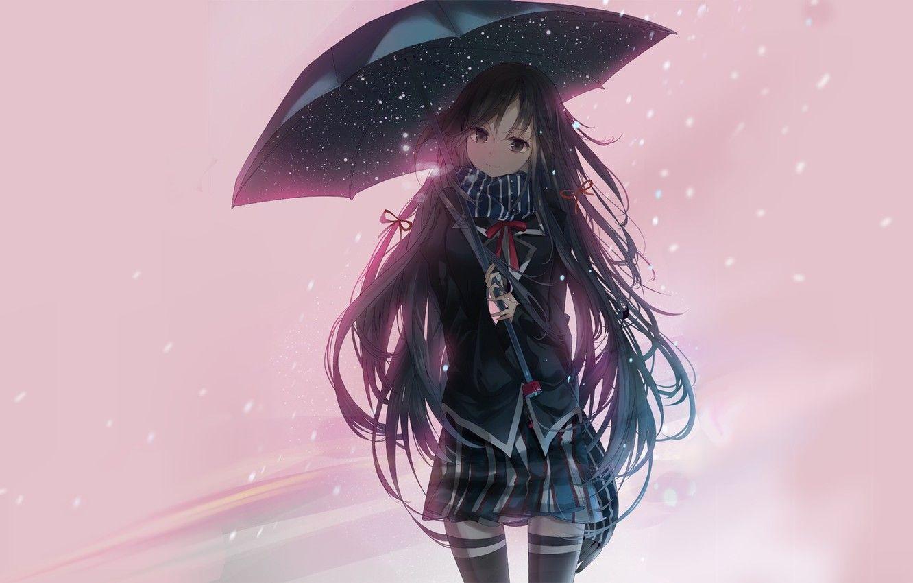 1332x850 Wallpaper girl, umbrella, Shipping Was Yukinoshita, Oregairu, Pink