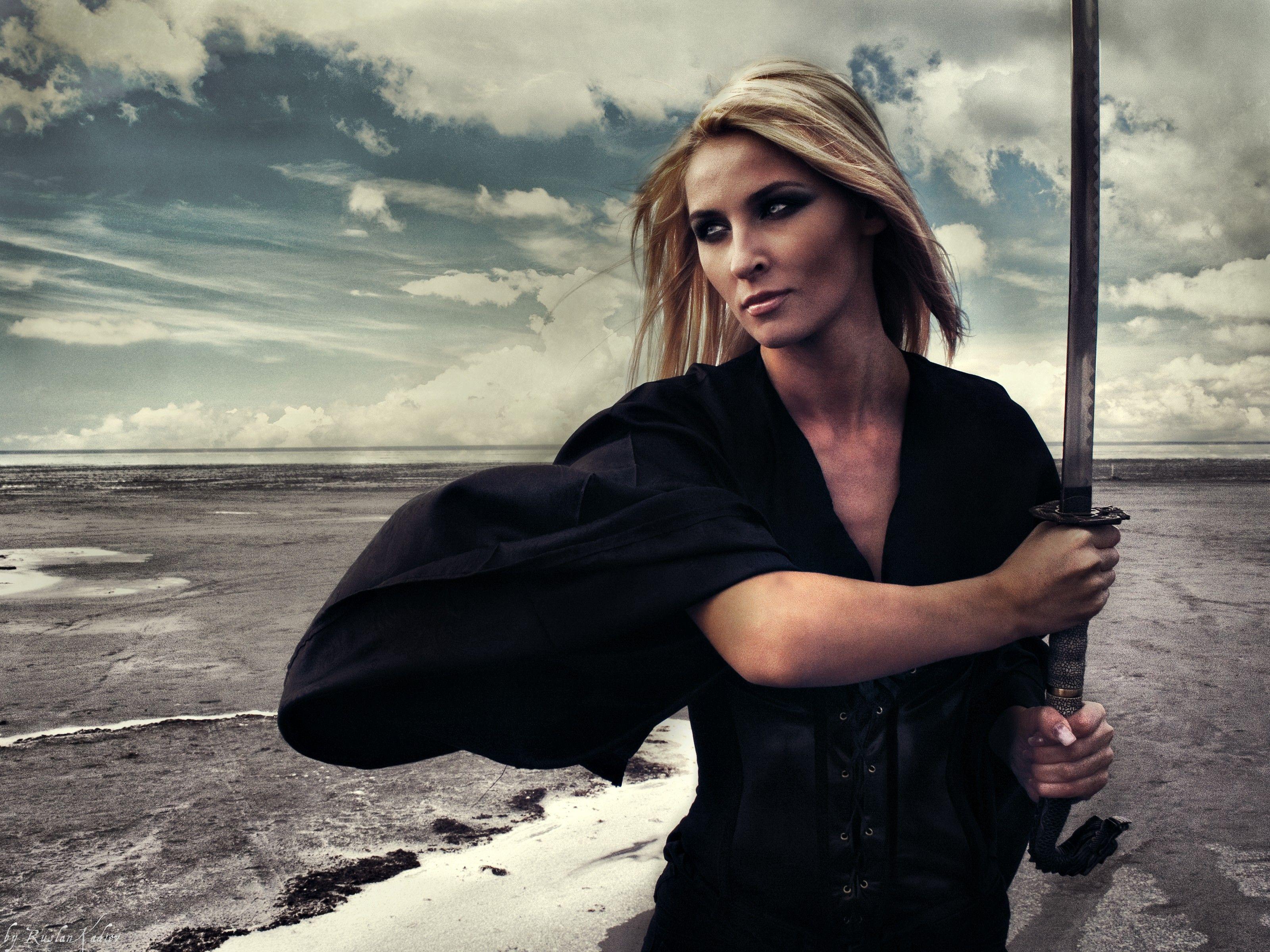 3200x2400 Female Model Girl Sword Samurai Katana Mind Boggling HD Wallpaper