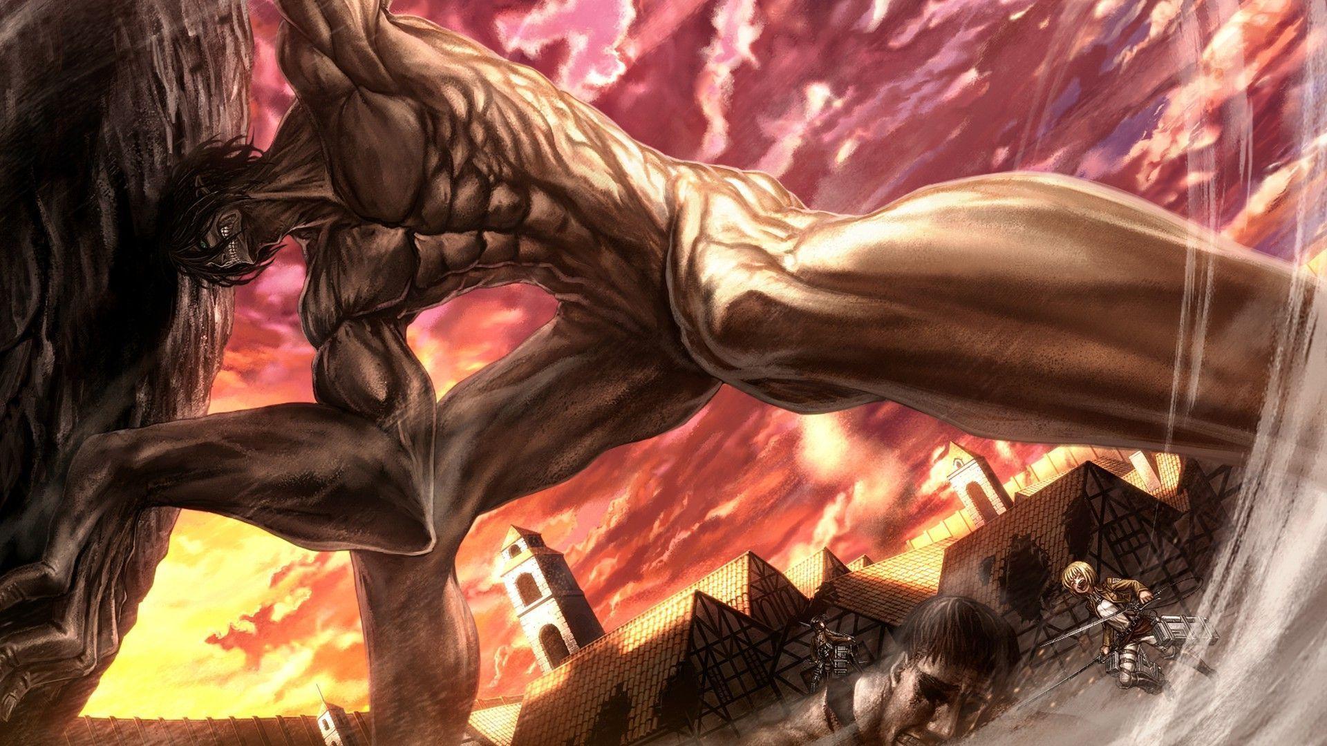 attack on titan eren titan form wallpaper hd