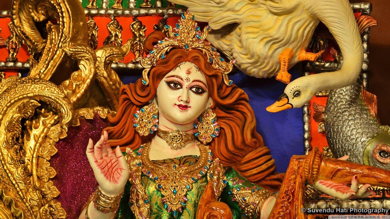 1366x768 Saraswati Maa Image Full HD