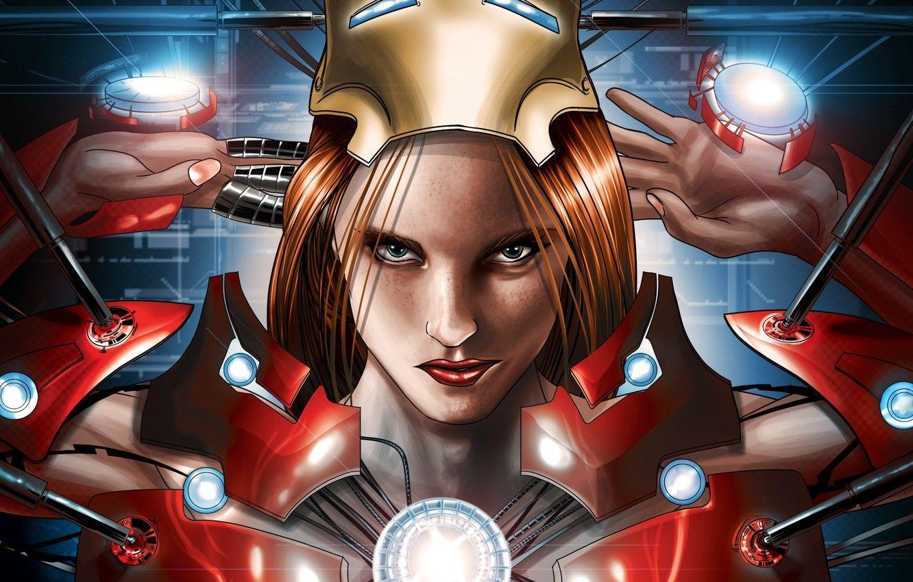 1332x850 Wallpaper look, girl, face, lips, freckles, red, girl, redhead, grin, Iron Man, comic, marvel, Marvel Comics, Iron Man image for desktop, section фантастика