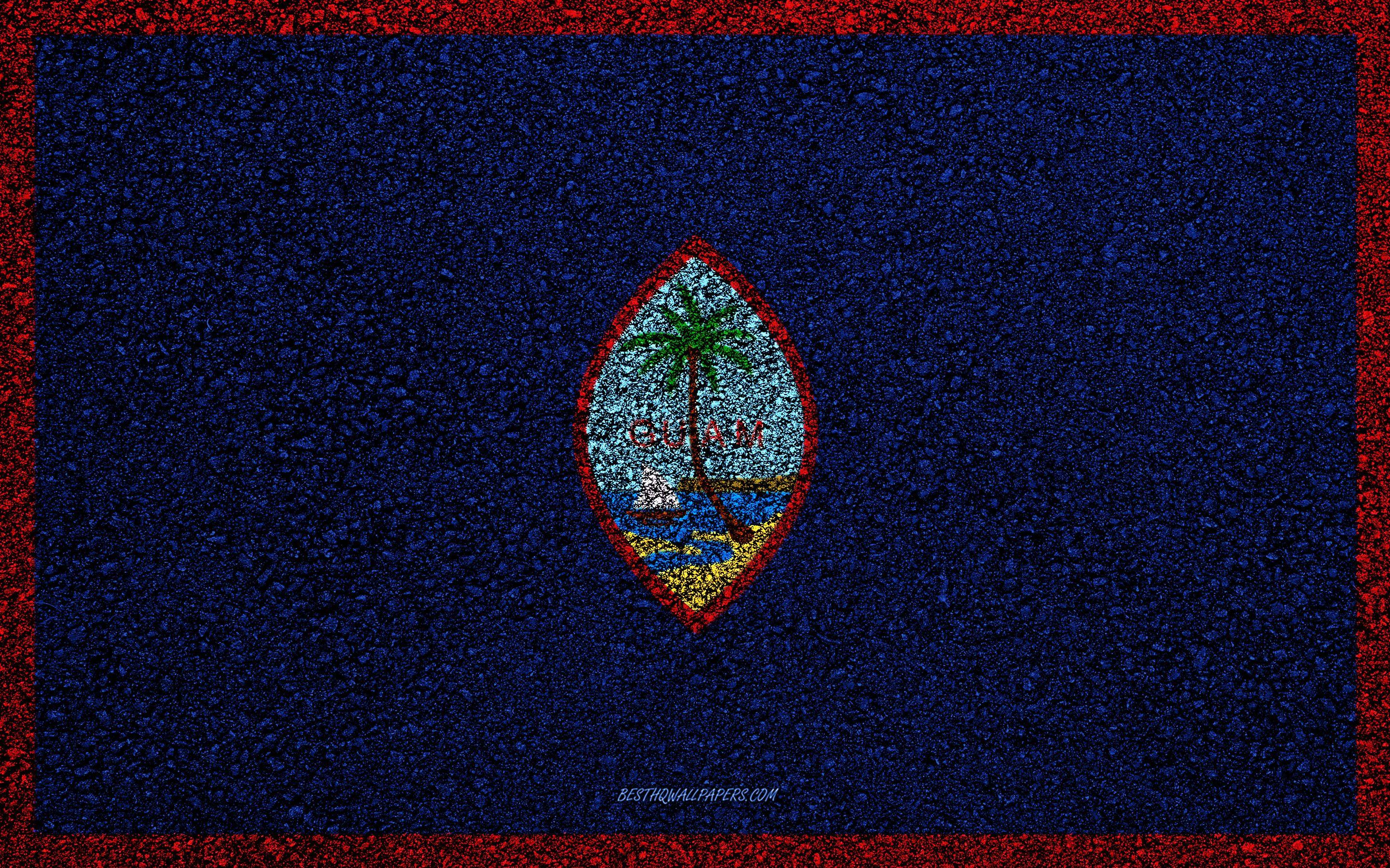 2880x1800 Download wallpaper Flag of Guam, asphalt texture, flag on asphalt, Guam flag, Oceania, Guam, flags of Oceania countries for desktop with resolution 2880x1800. High Quality HD picture wallpaper
