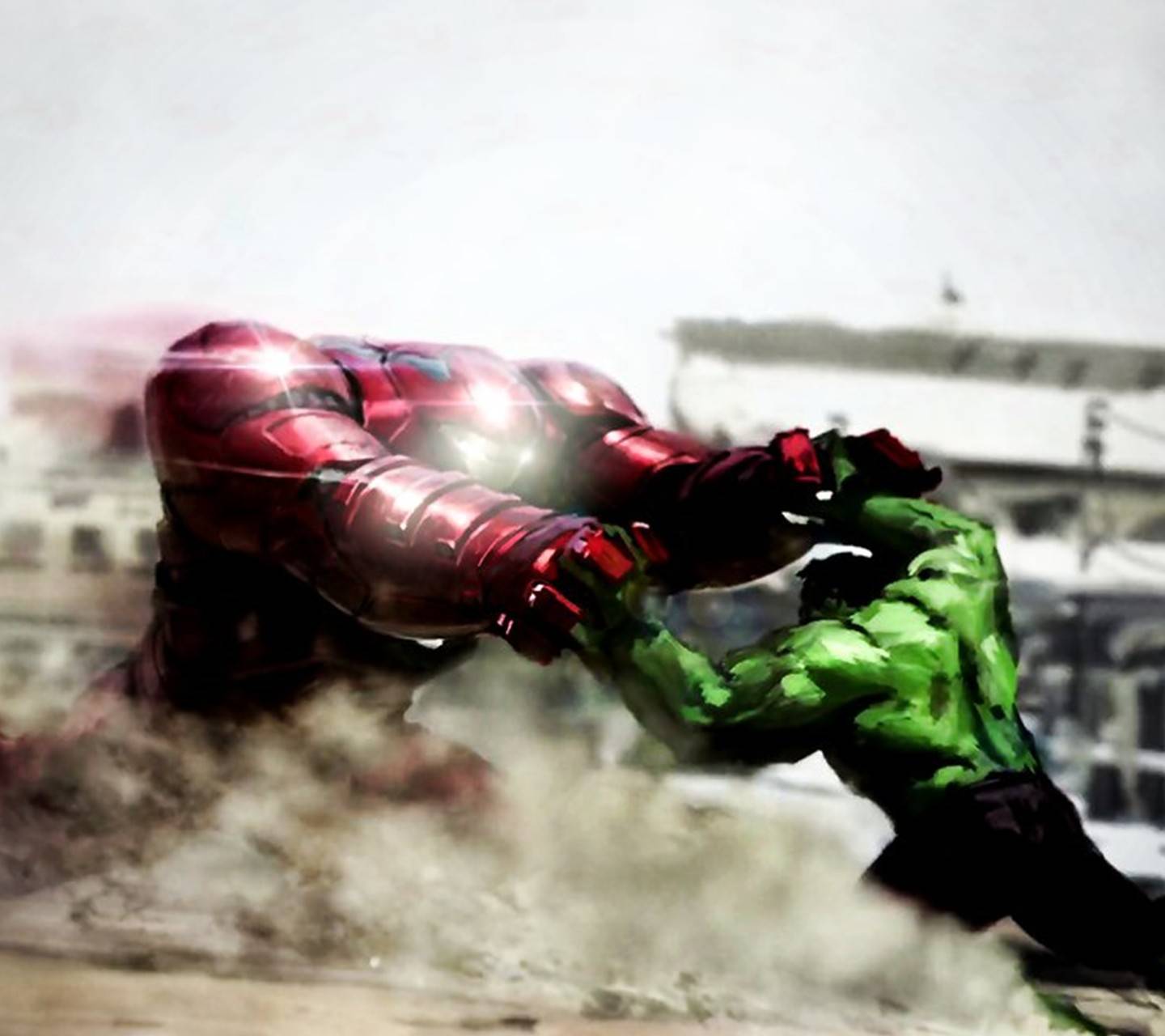 1440x1280 Hulkbuster vs Hulk wallpaper