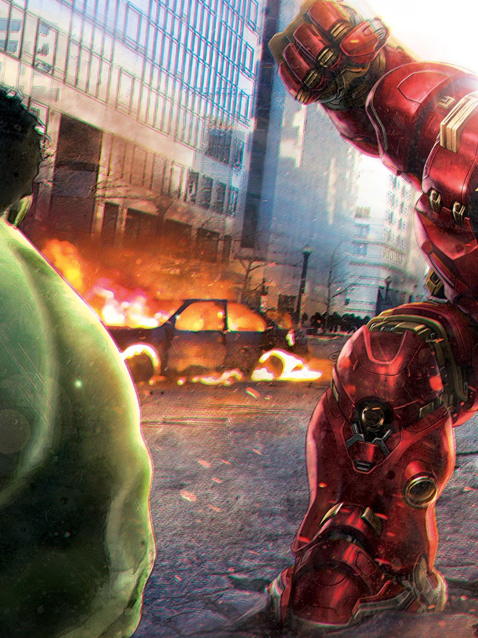 1536x2048 Hulk vs Hulkbuster HD Wallpaper for Desktop and Mobiles Retina