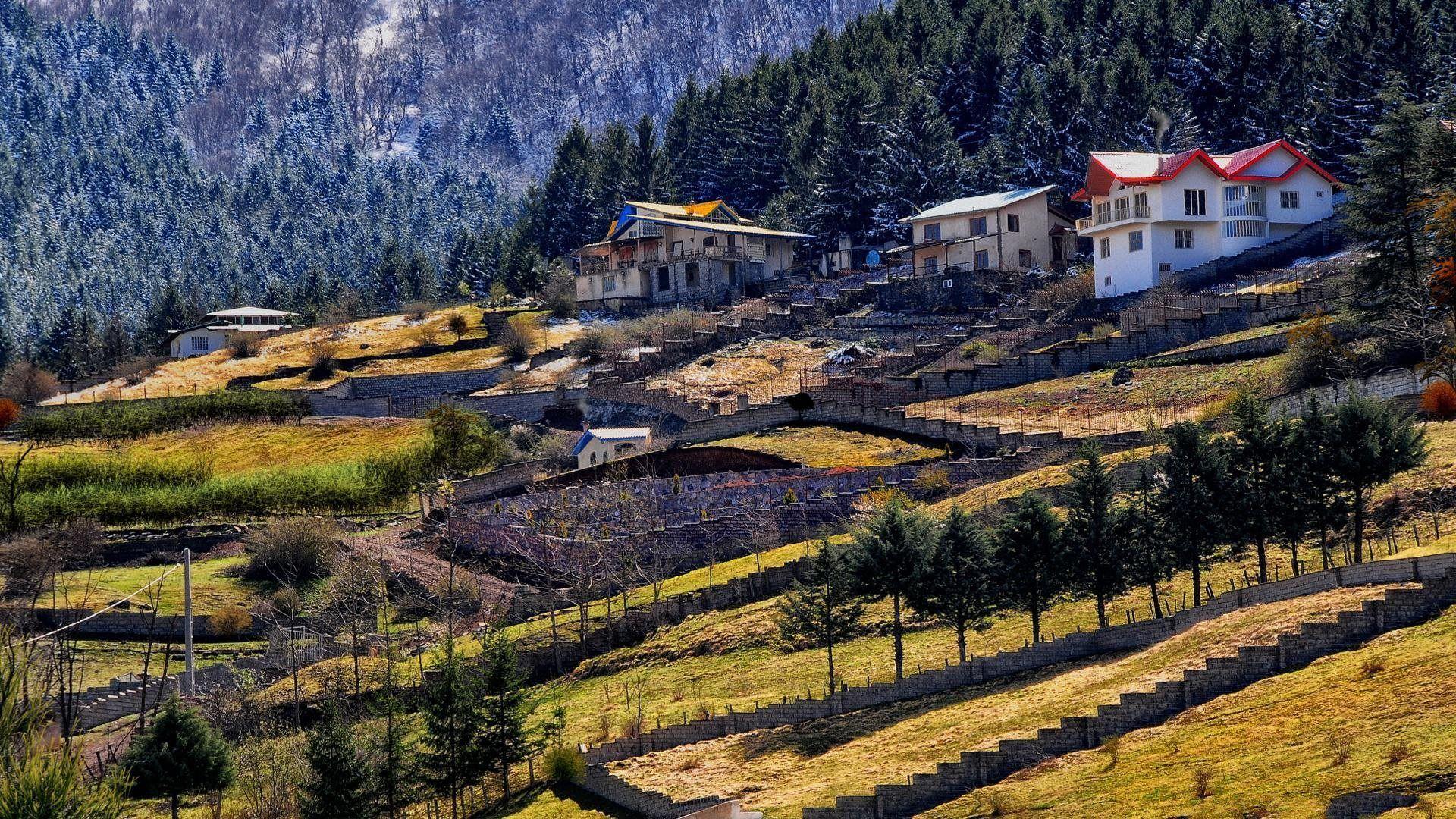 1920x1080 Download wallpaper forest, trees, mountain village, the house, kelardasht, the province mazandaran, iran for desktop with resolution 1920x1080. High Quality HD picture wallpaper