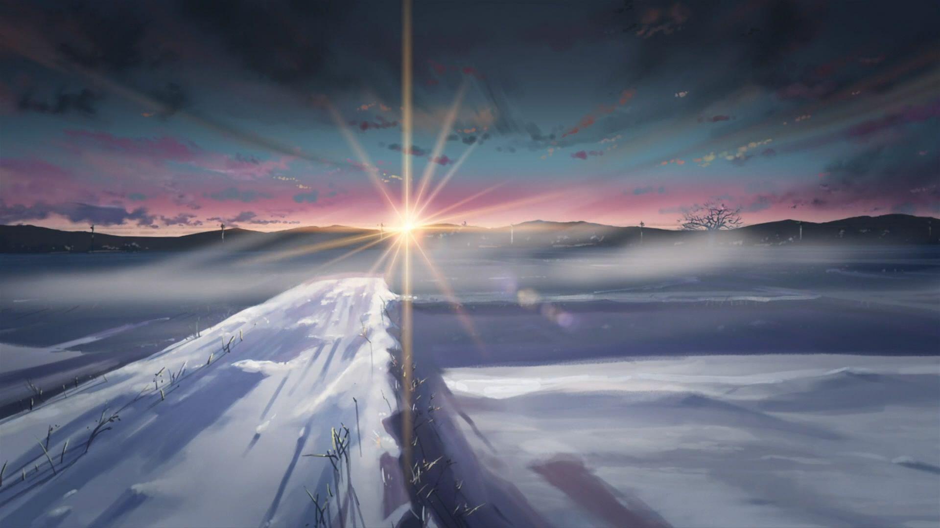 1920x1080 Winter snow Makoto Shinkai sunlight 5 Centimeters Per Second