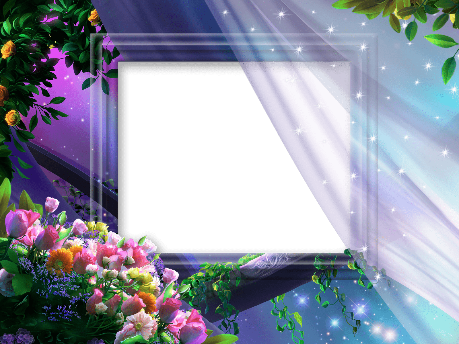 1600x1200 Beautiful Night Flowers Transparent Princess Photo Frame Quality Image And Transparent PNG Free Clipart