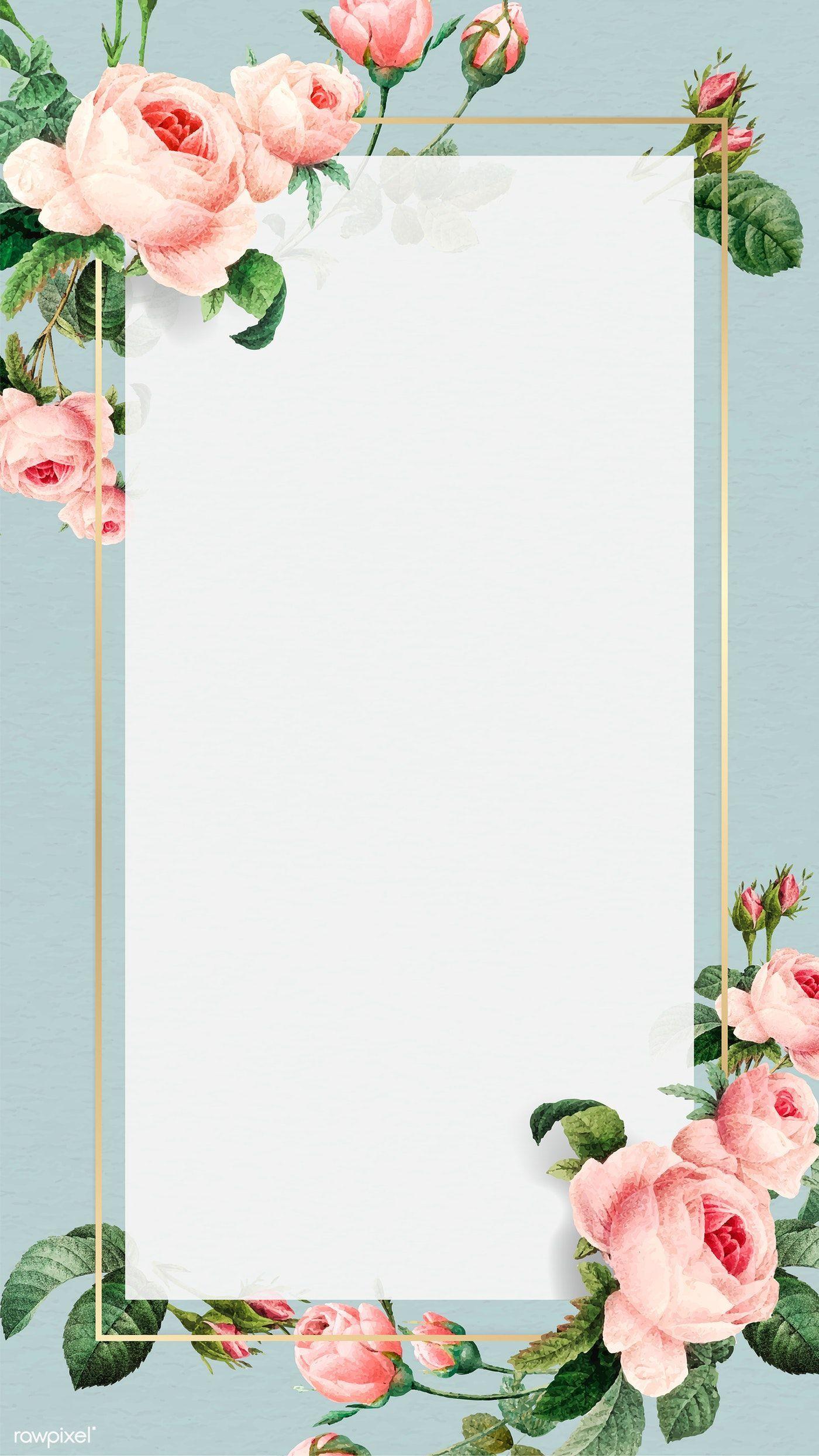 1400x2489 Download premium vector of Golden rectangle frame vector mobile phone. Flower background wallpaper, Framed wallpaper, Boarders and frames