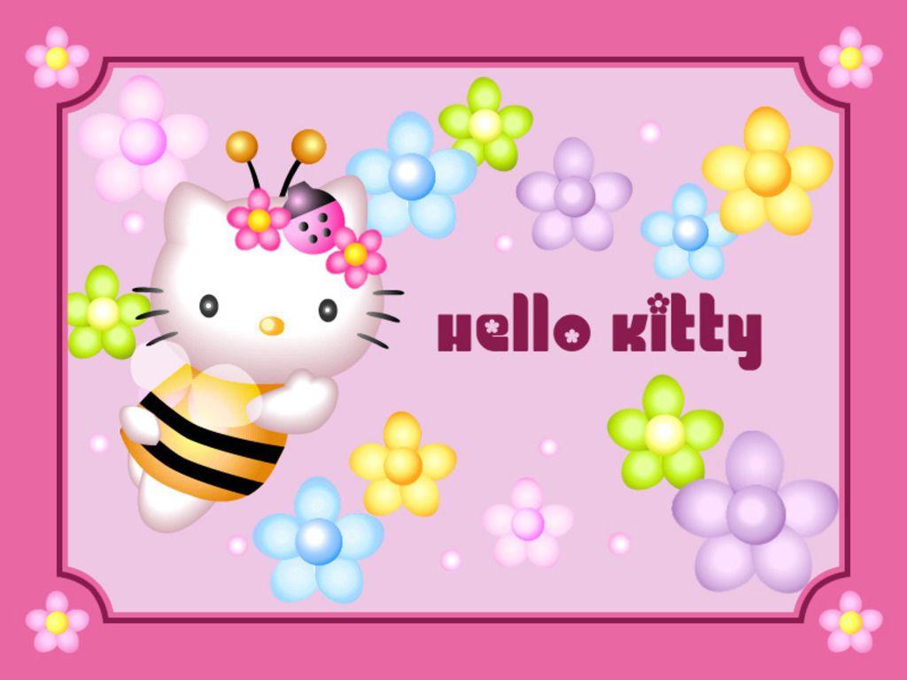1024x768 Hello Kitty, Cartoon, Pink, Cat, Bee wallpaper. anime. Wallpaper