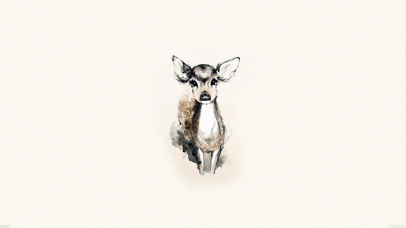 1366x768 Tiny Deer Illust Art