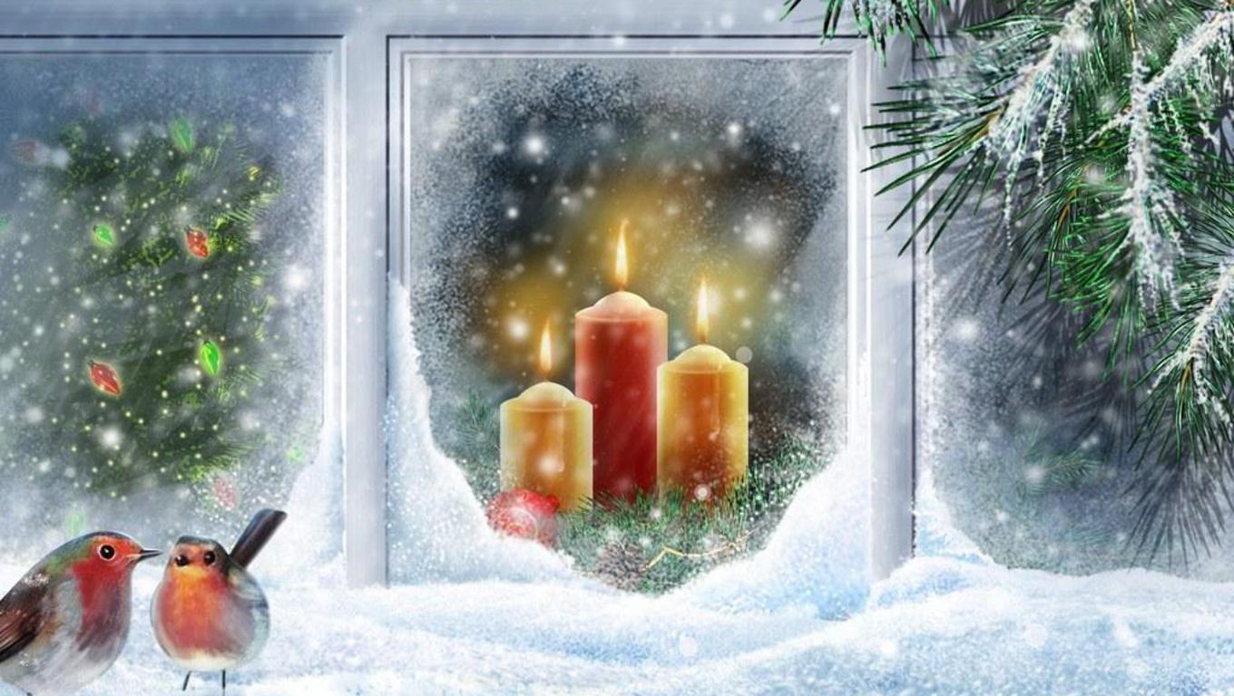1360x768 Christmas Scene Wallpaper