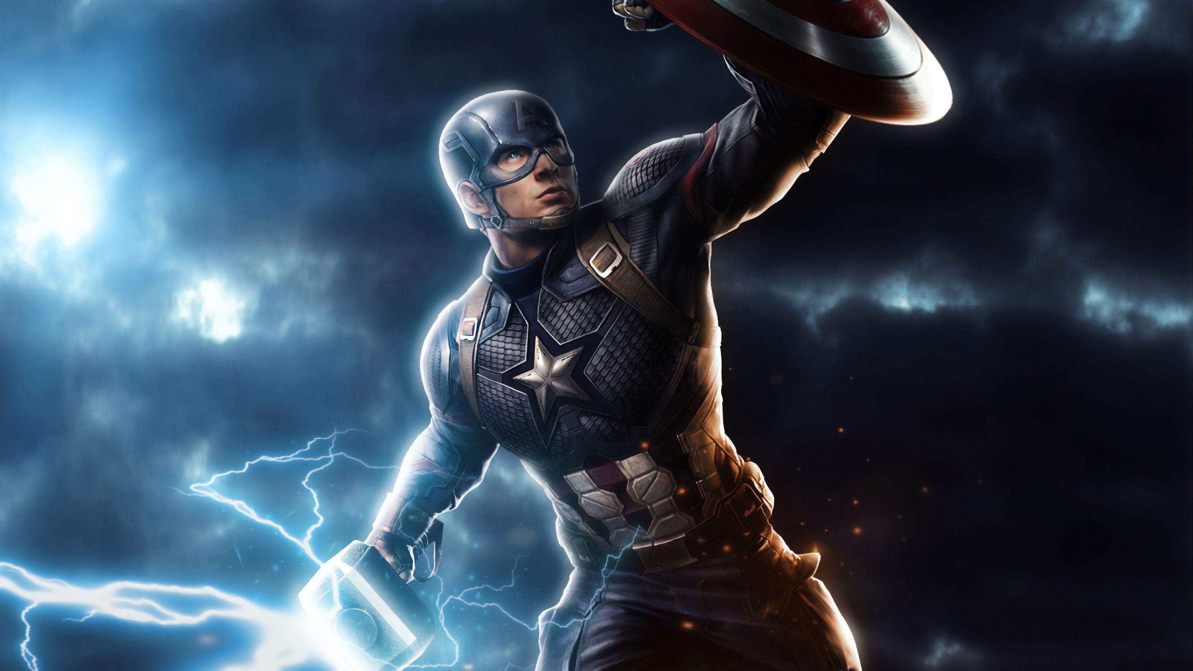 3840x2160 Captain America Mjolnir Avengers Endgame 4k Art, HD Superheroes, 4k Wallpaper, Image, Background, Photo and Picture