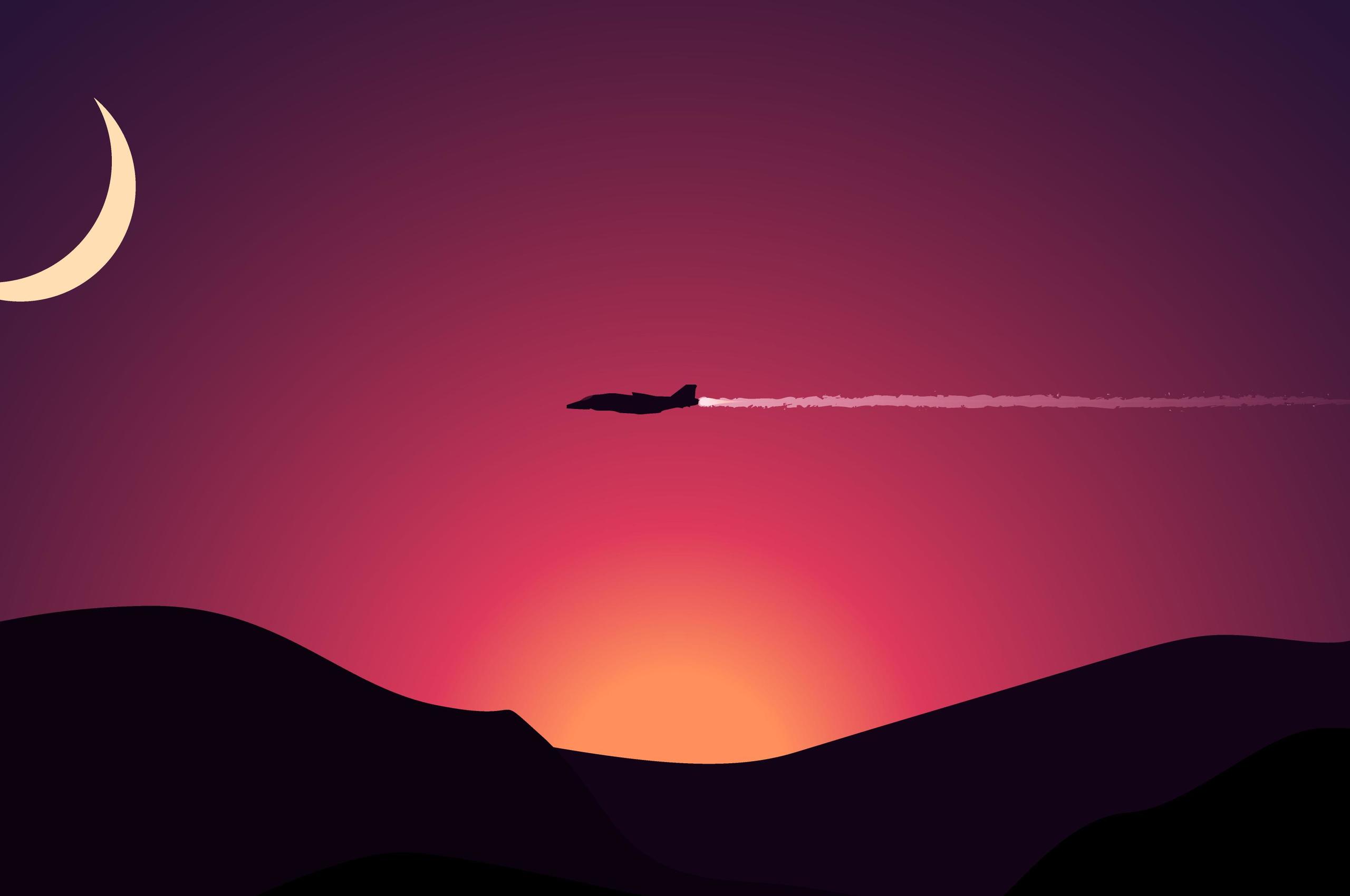 2560x1700 Minimalism Plane Flying Above Mountains Moon Chromebook