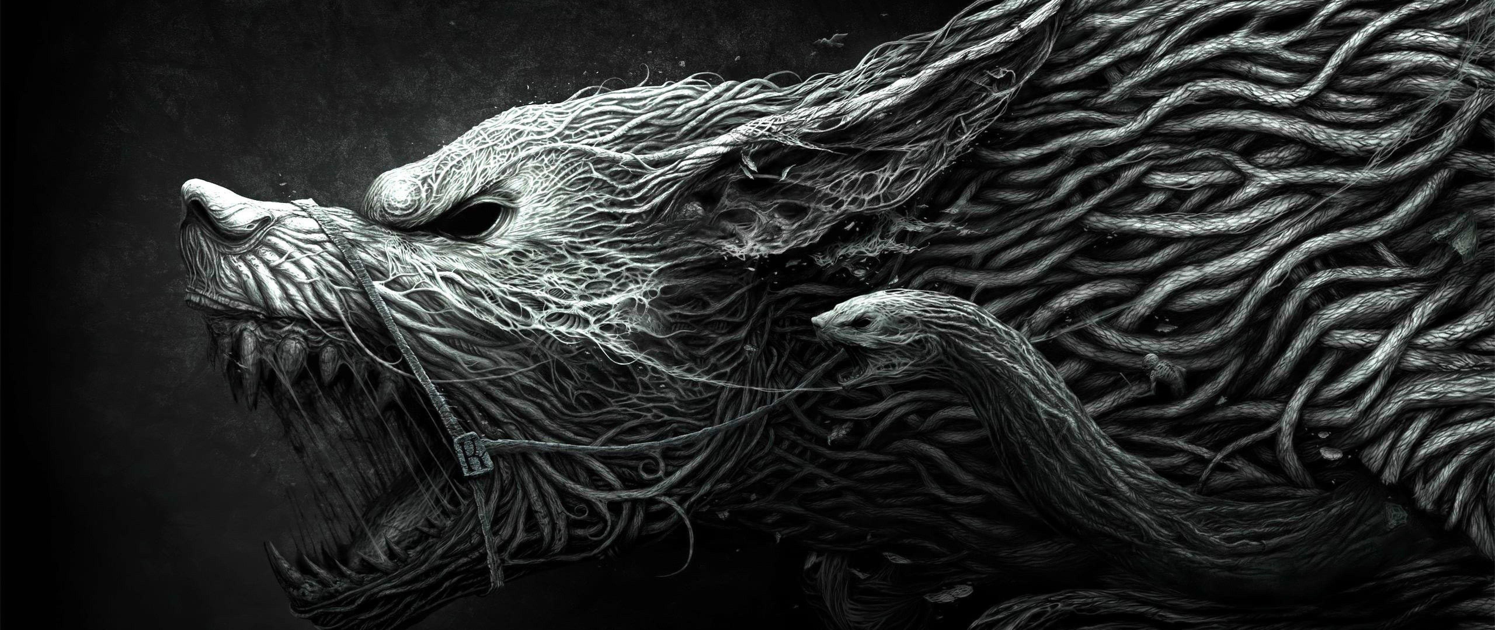 5120x2160 Black wolf HD Wallpaper 4K Ultra HD Wide TV Wallpaper
