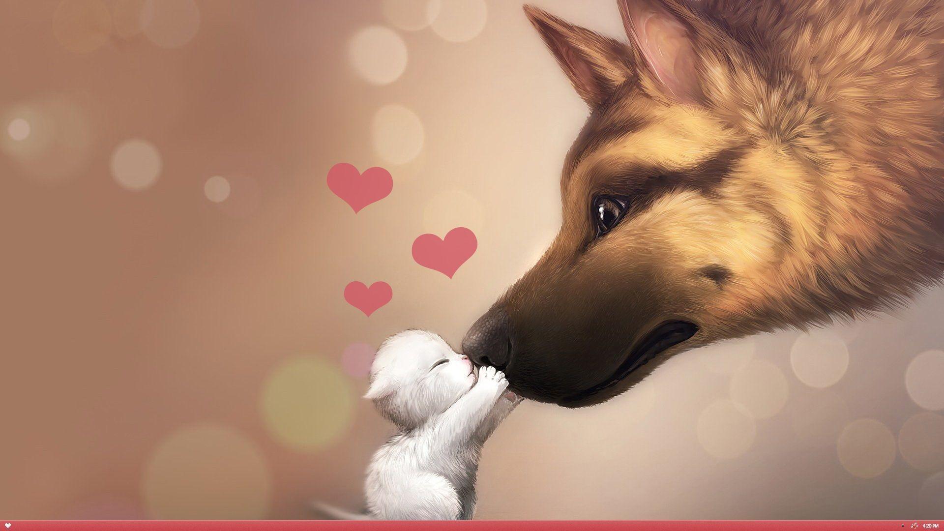 1920x1080 Cat Valentines Day Wallpaper