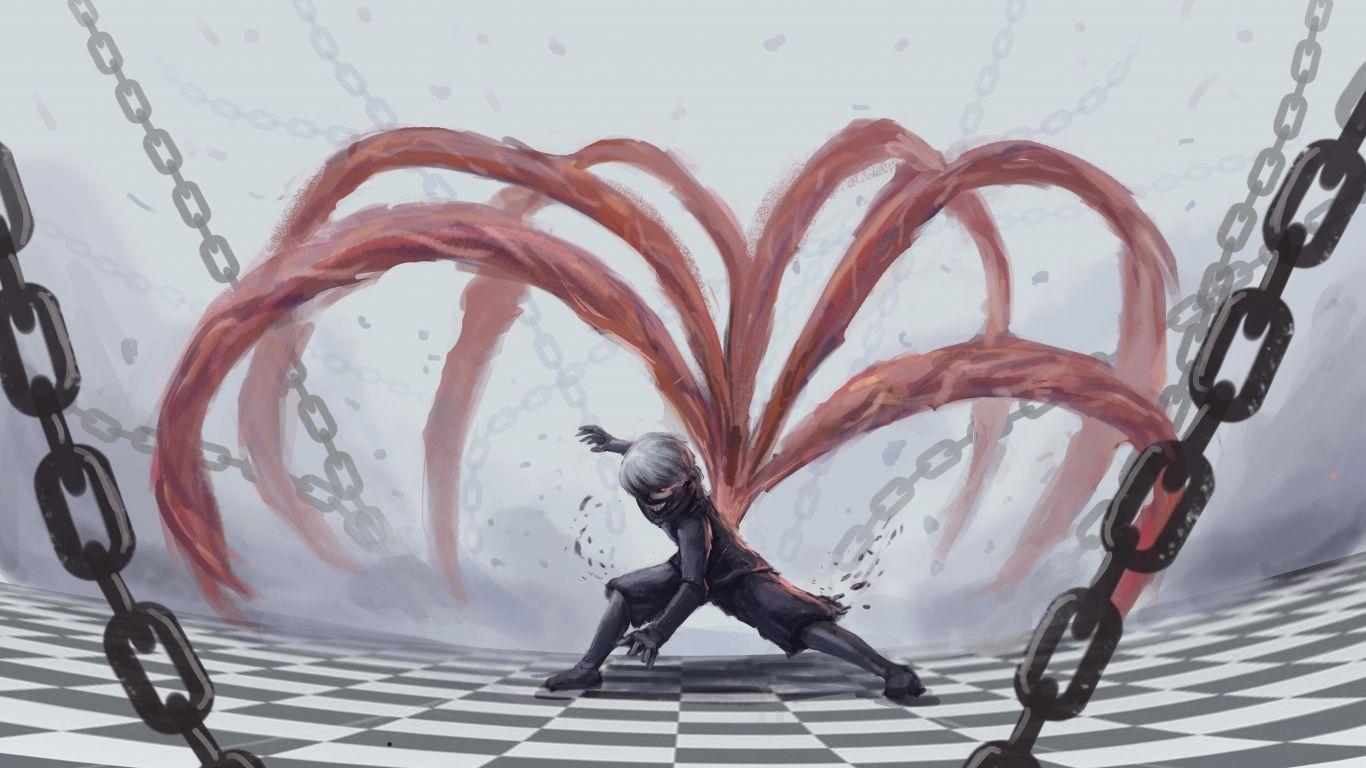 1366x768 Download 1366x768 wallpaper tokyo ghoul, artwork, ken kaneki