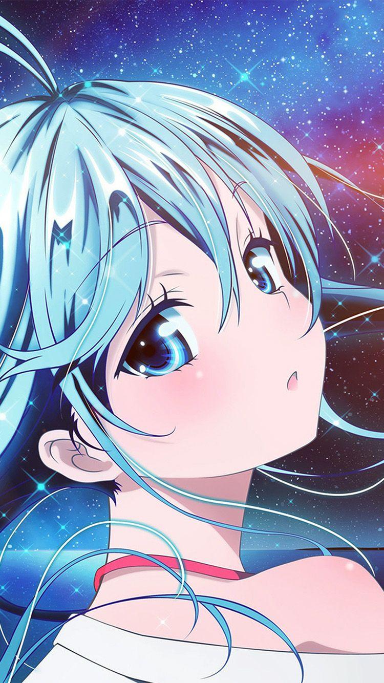 750x1334 Anime Girl Blue Beautiful Arum Art Illustration Flare Wallpaper
