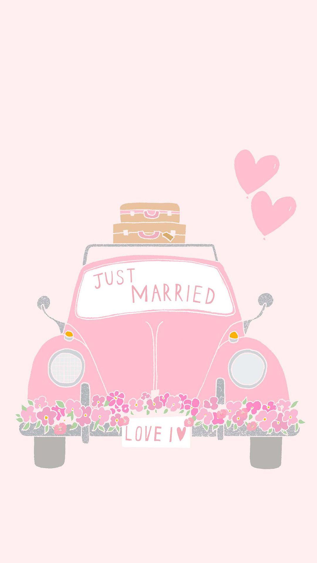 1080x1920 Downloaded From Wallpaper. App Id466993271. Thousands Of HD Wallpaper Just For. Just Married, Wedding Illustration, Wedding Cards