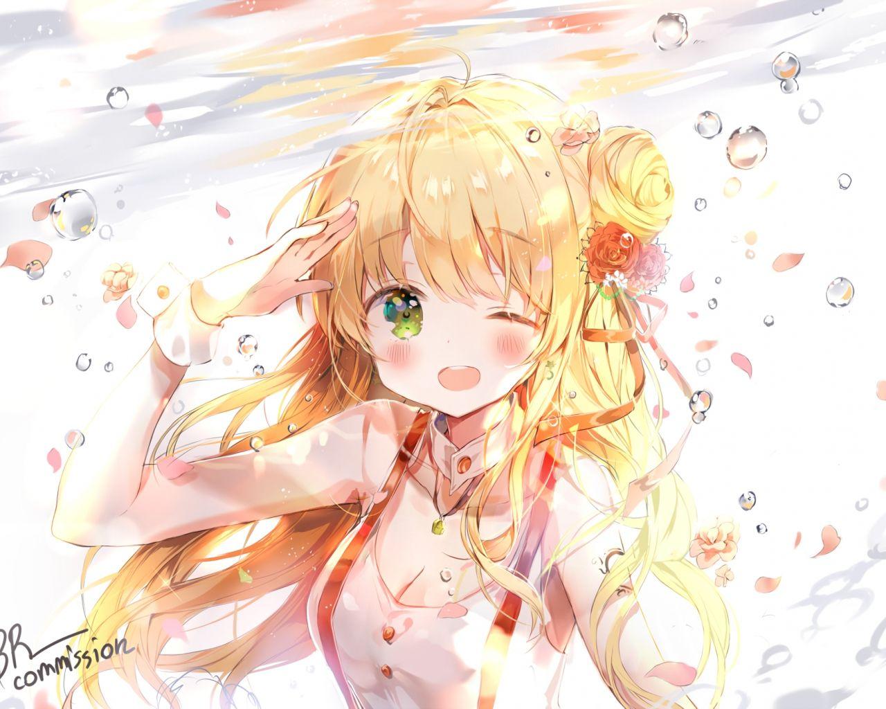1280x1024 Desktop Wallpaper Wink, Blonde Anime Girl, Beautiful, HD Image