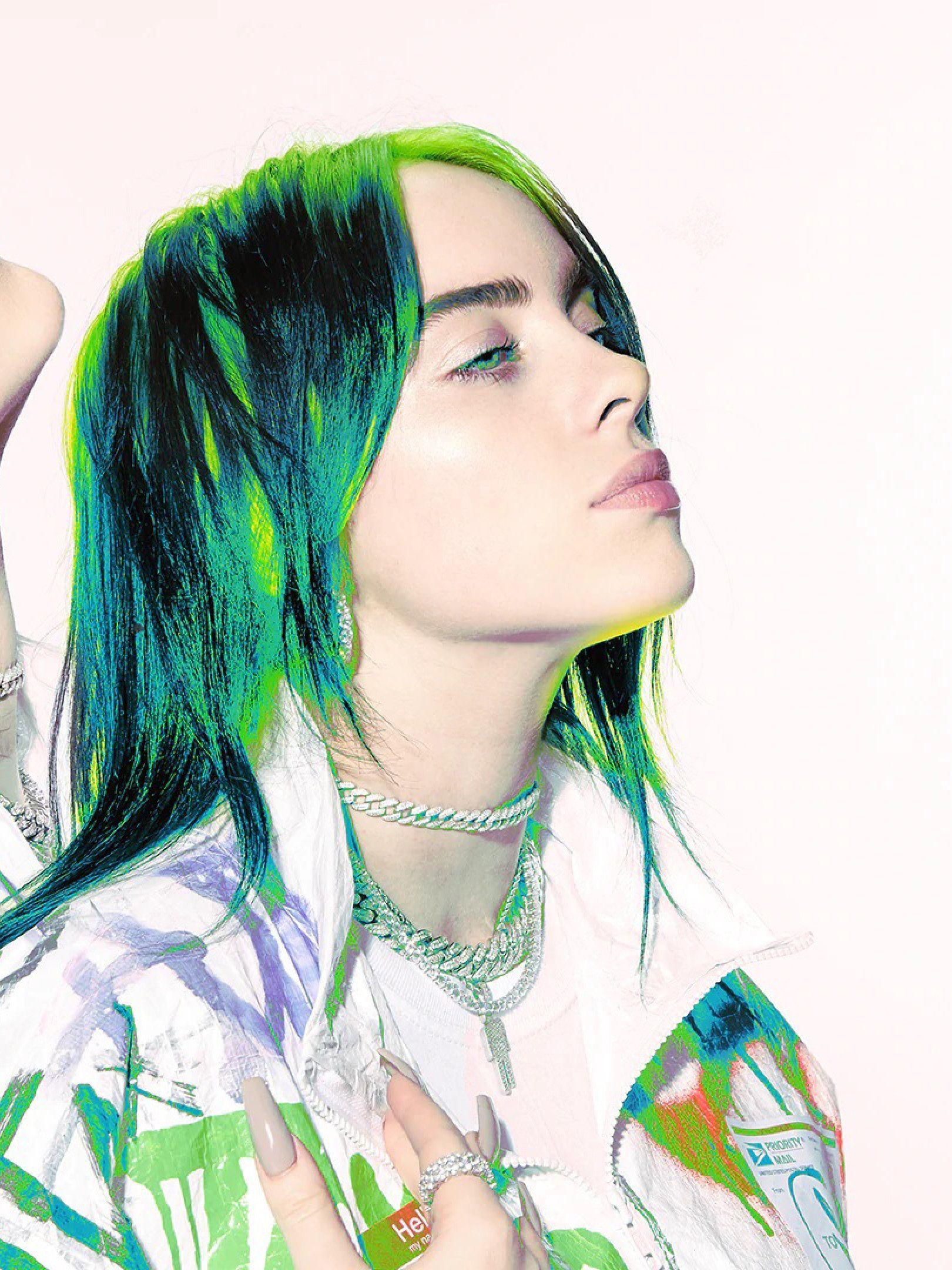 1620x2160 Billie Eilish Wallpaper Green And Black