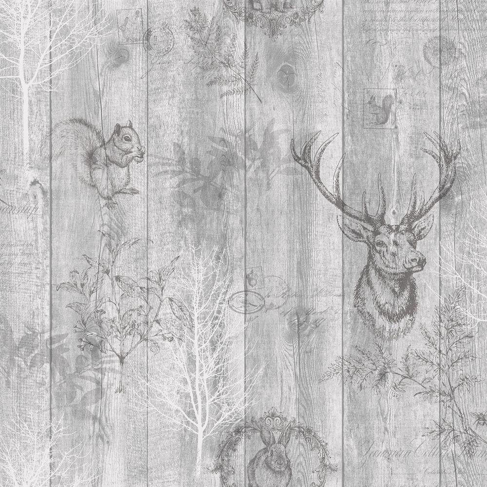 1000x1000 Holden Decor Stag Wood Panel Grey Wallpaper 90090. Wallpaper