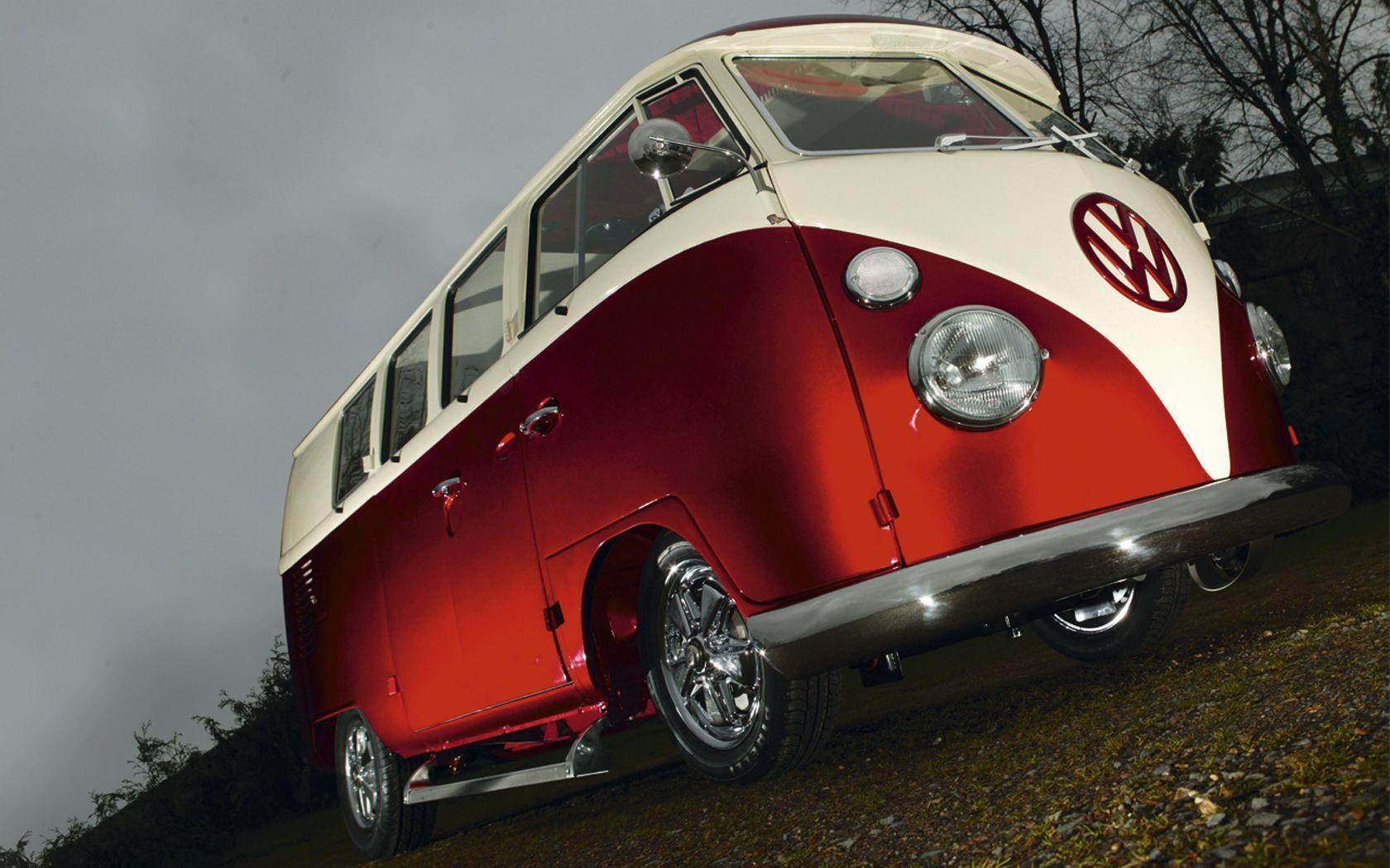 1680x1050 Hippie vans. vw red volkswagen combi van bus wallpaper 1680x1050