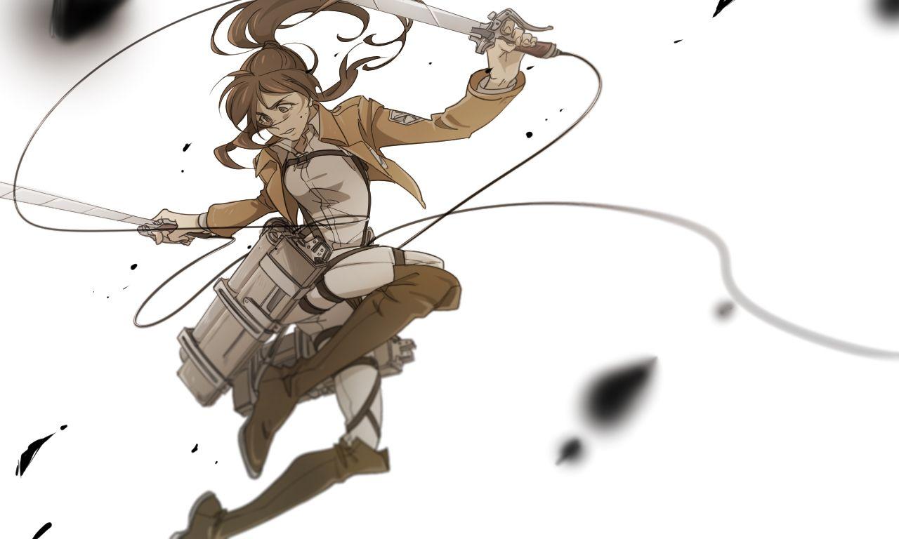 1280x768 boots brown eyes brown hair kiu ponytail sasha browse shingeki no