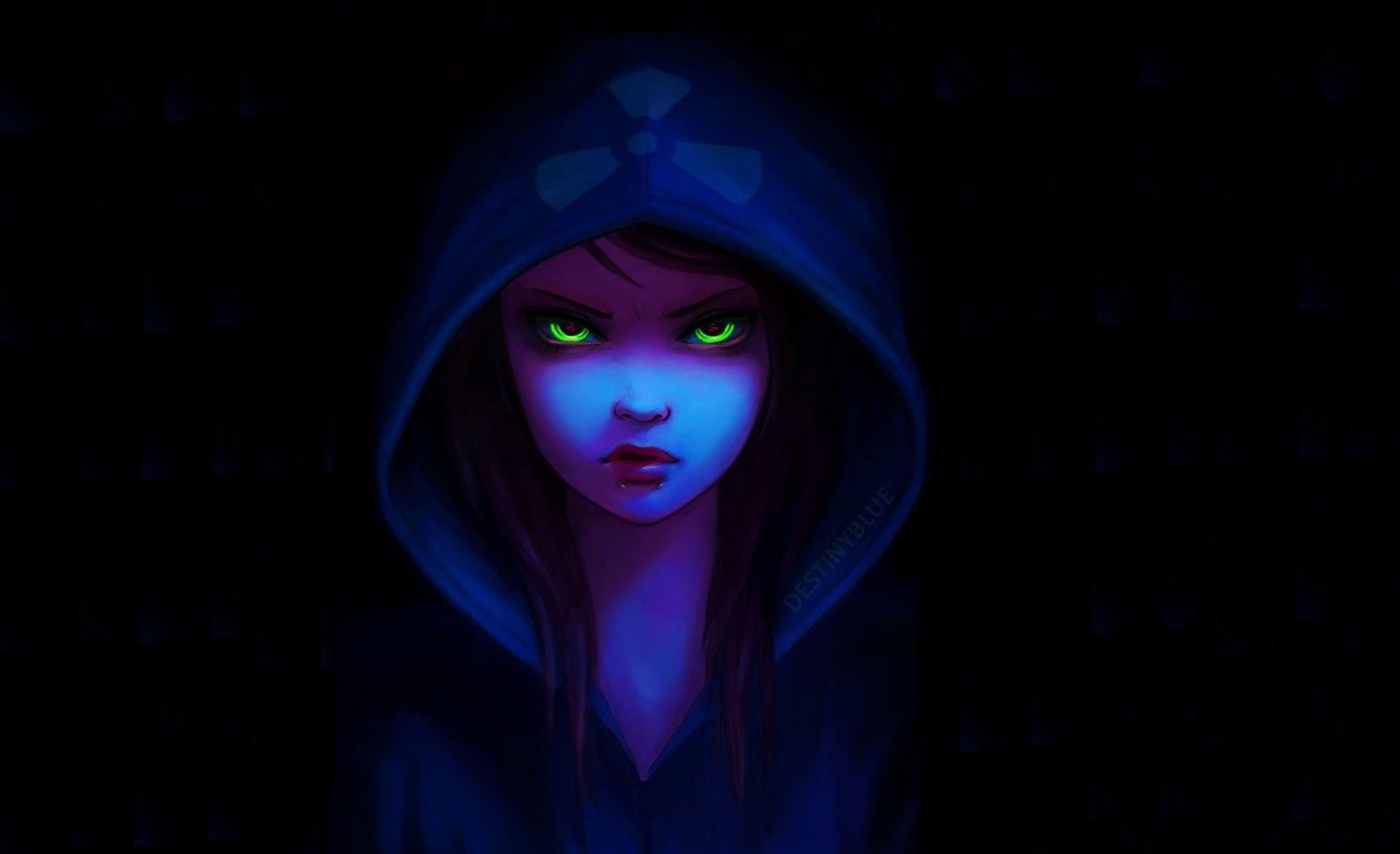 1920x1172 #green eyes, #artwork, #women, #black background, #fantasy