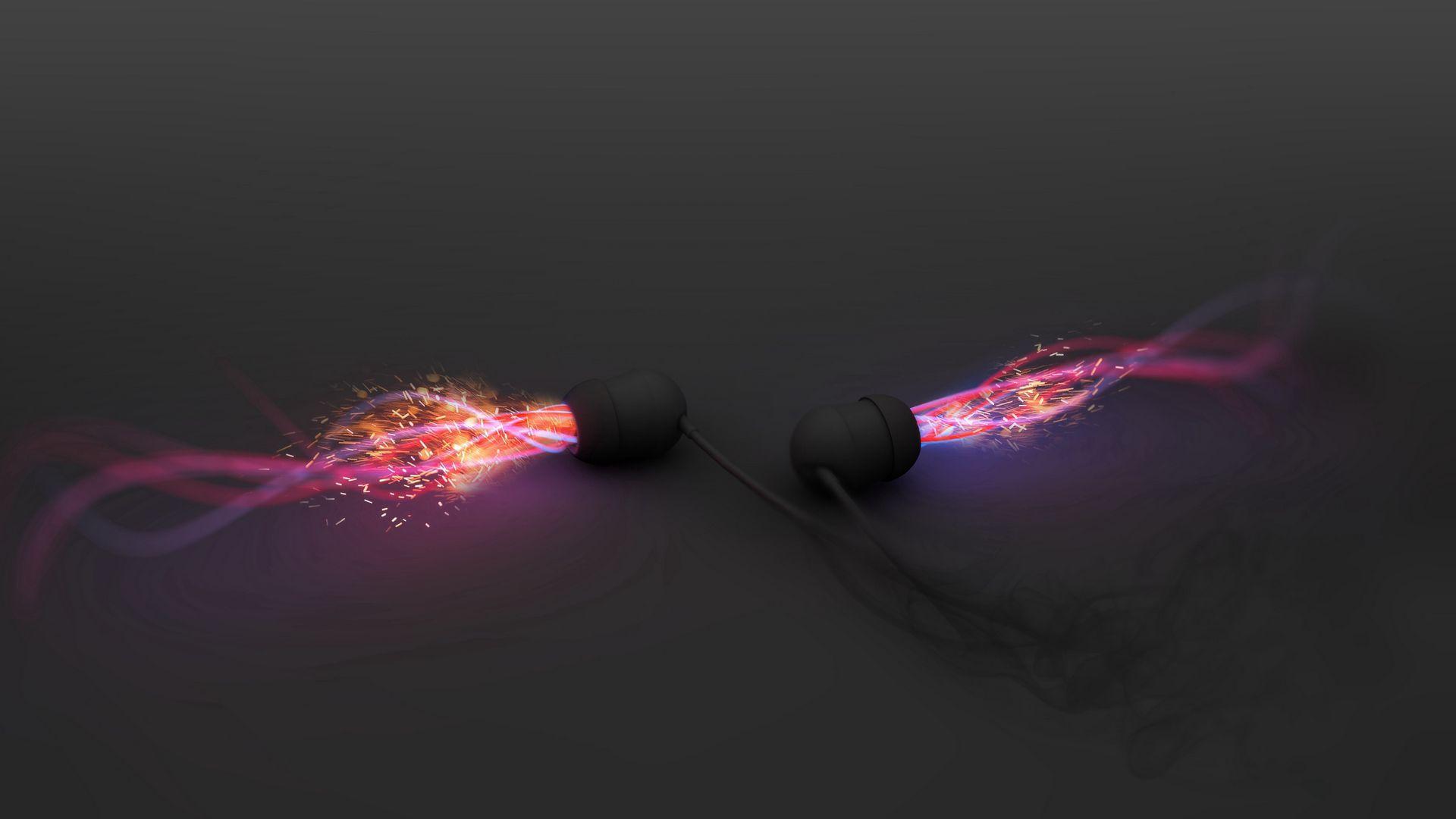 1920x1080 Download wallpaper 1920x1080 headphones, light, neon, surface