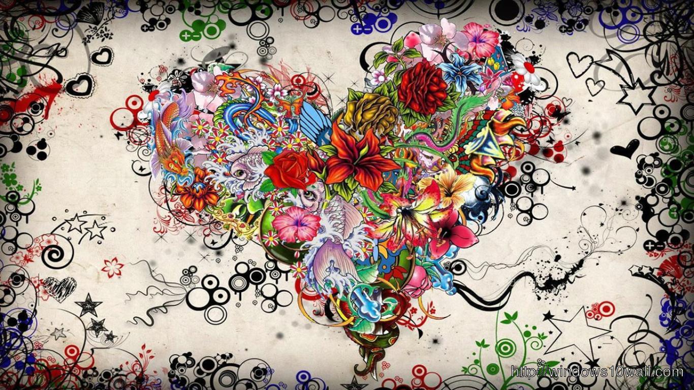 1366x768 Flower Art Love Facebook Background Cover