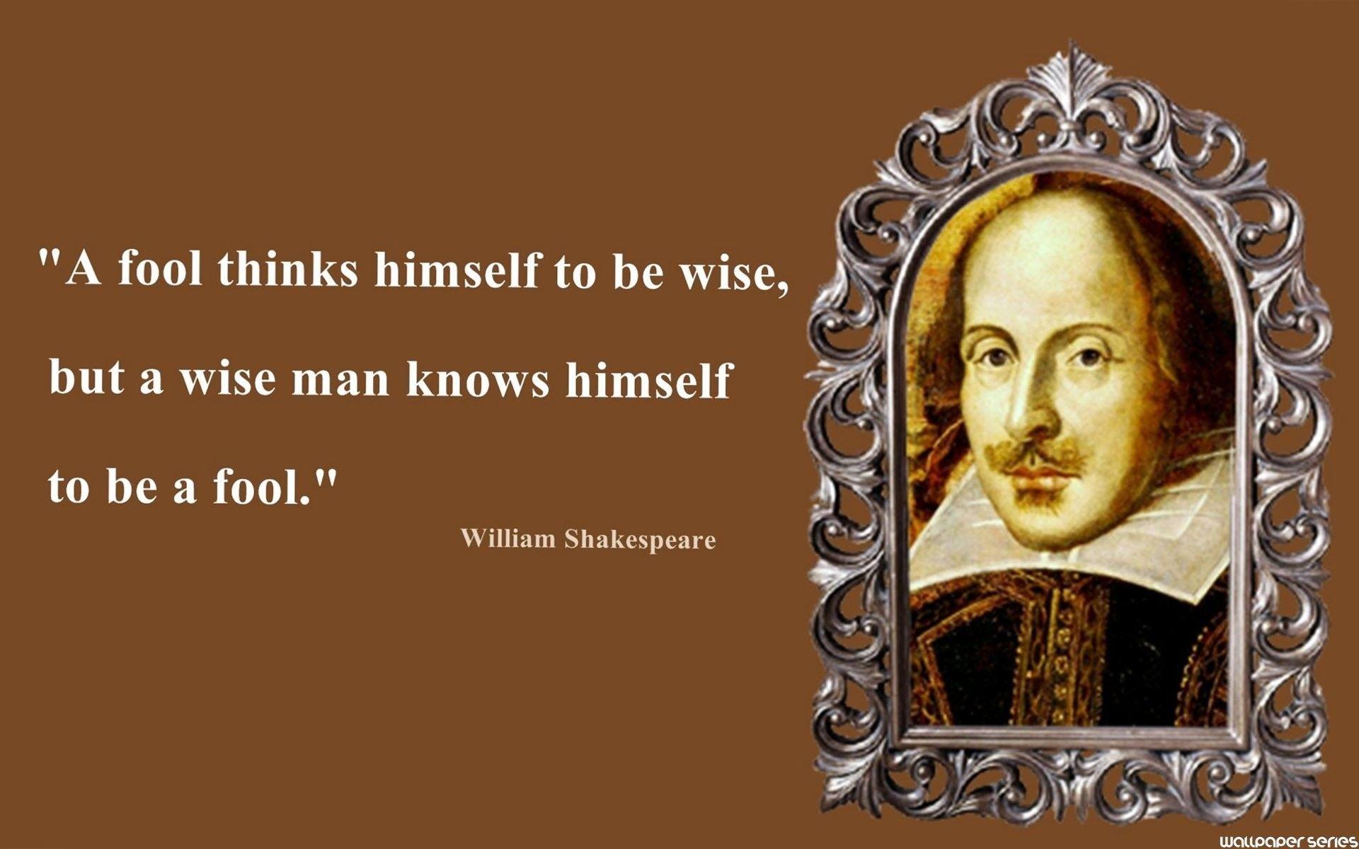 1920x1200 William Shakespeare Fool Thinks Quotes Wallpaper 10937