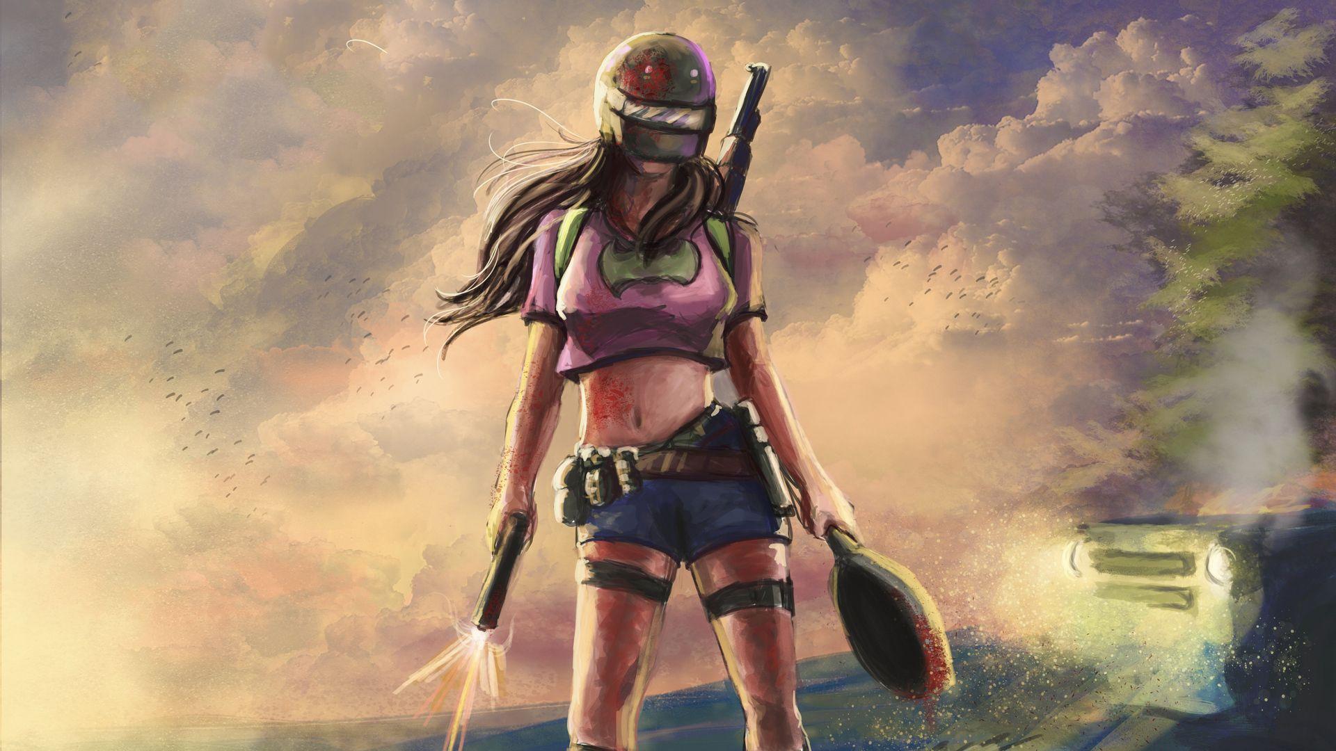 1920x1080 Anime Girl PUBG Wallpaper