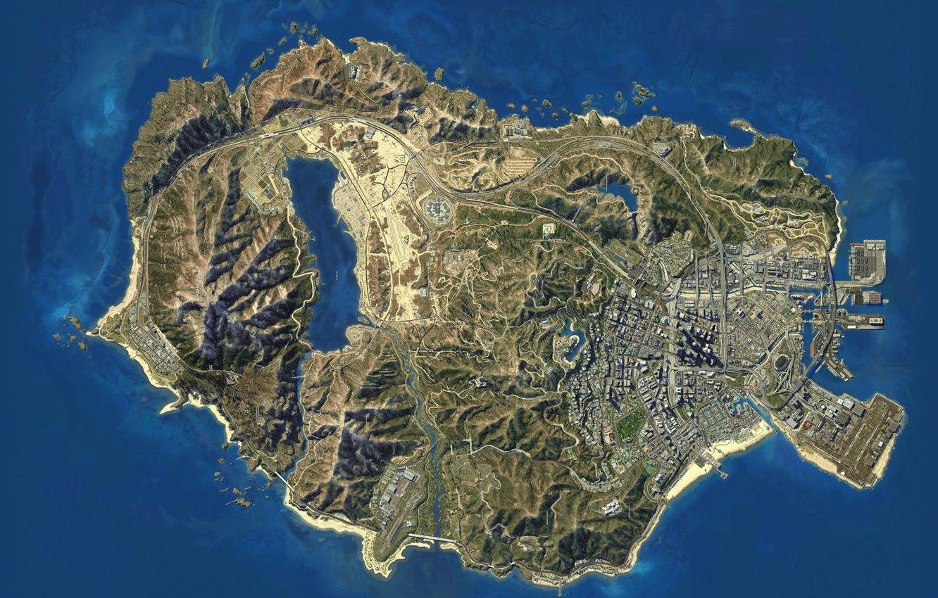 Los Santos Satellite Map&Tourist Map 80cm*80cm HD Print Poster For GTA V  Poster