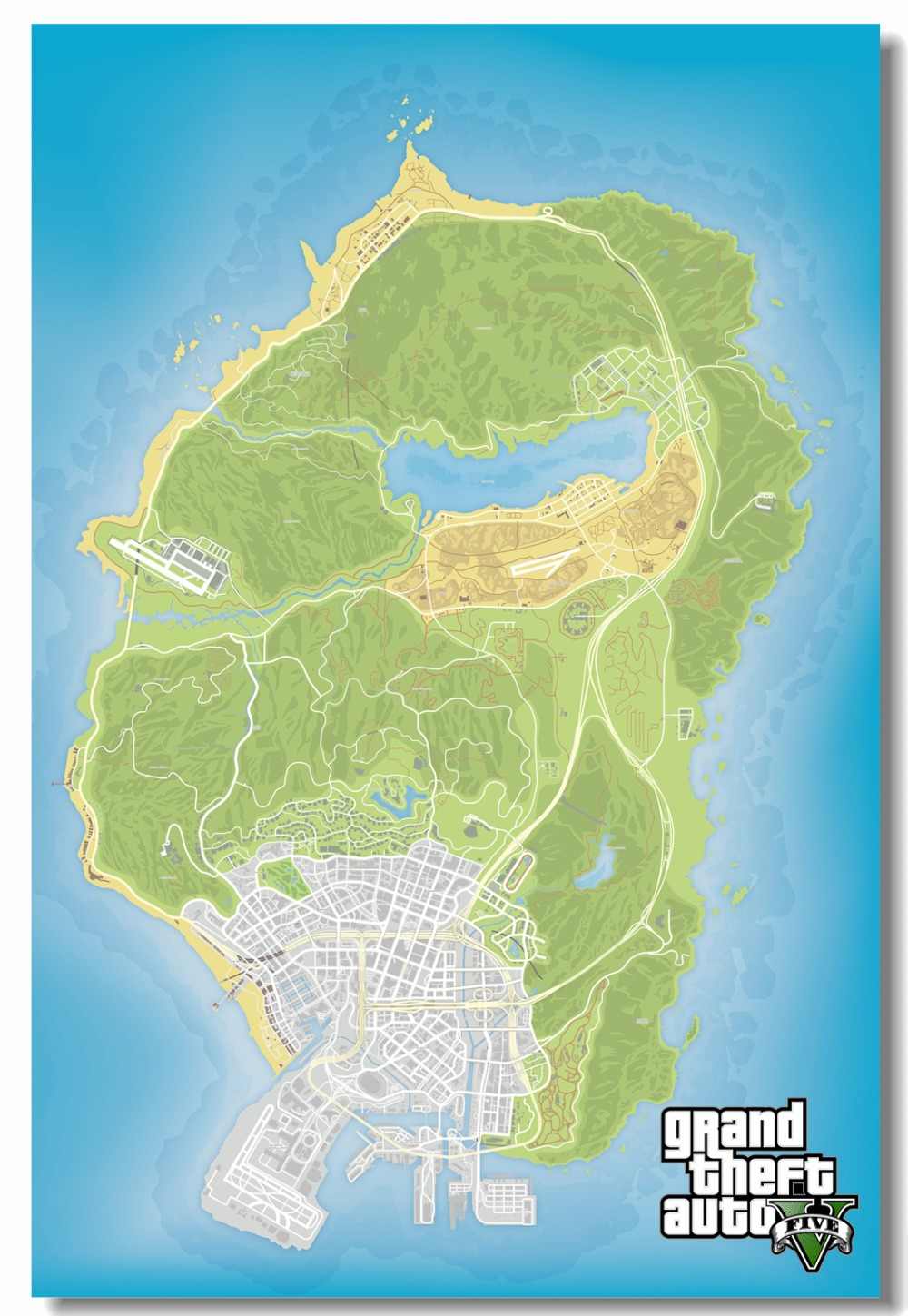 1000x1449 GTA San Andreas Poster Bản đồ trò chơi tùy chỉnh Hình nền GTA San Andreas