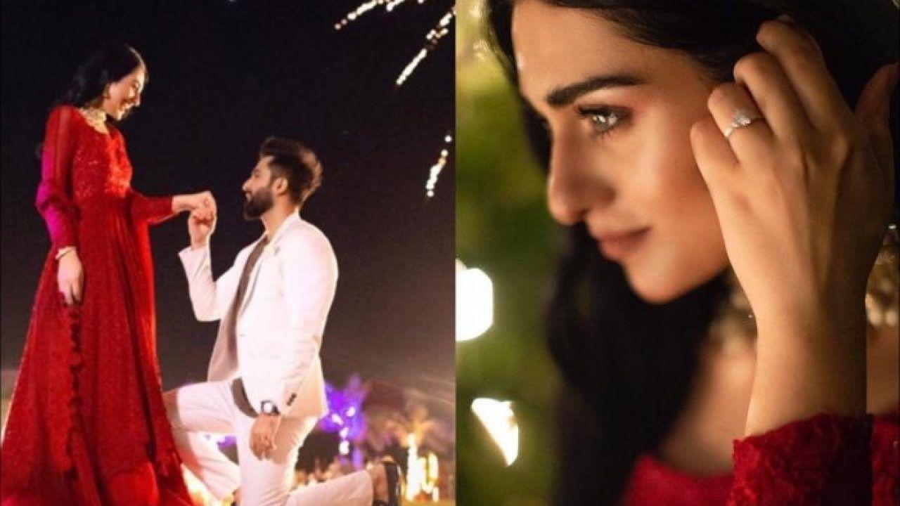 1280x720 Picture of Sarah Khan with her engagement ring trending on social
