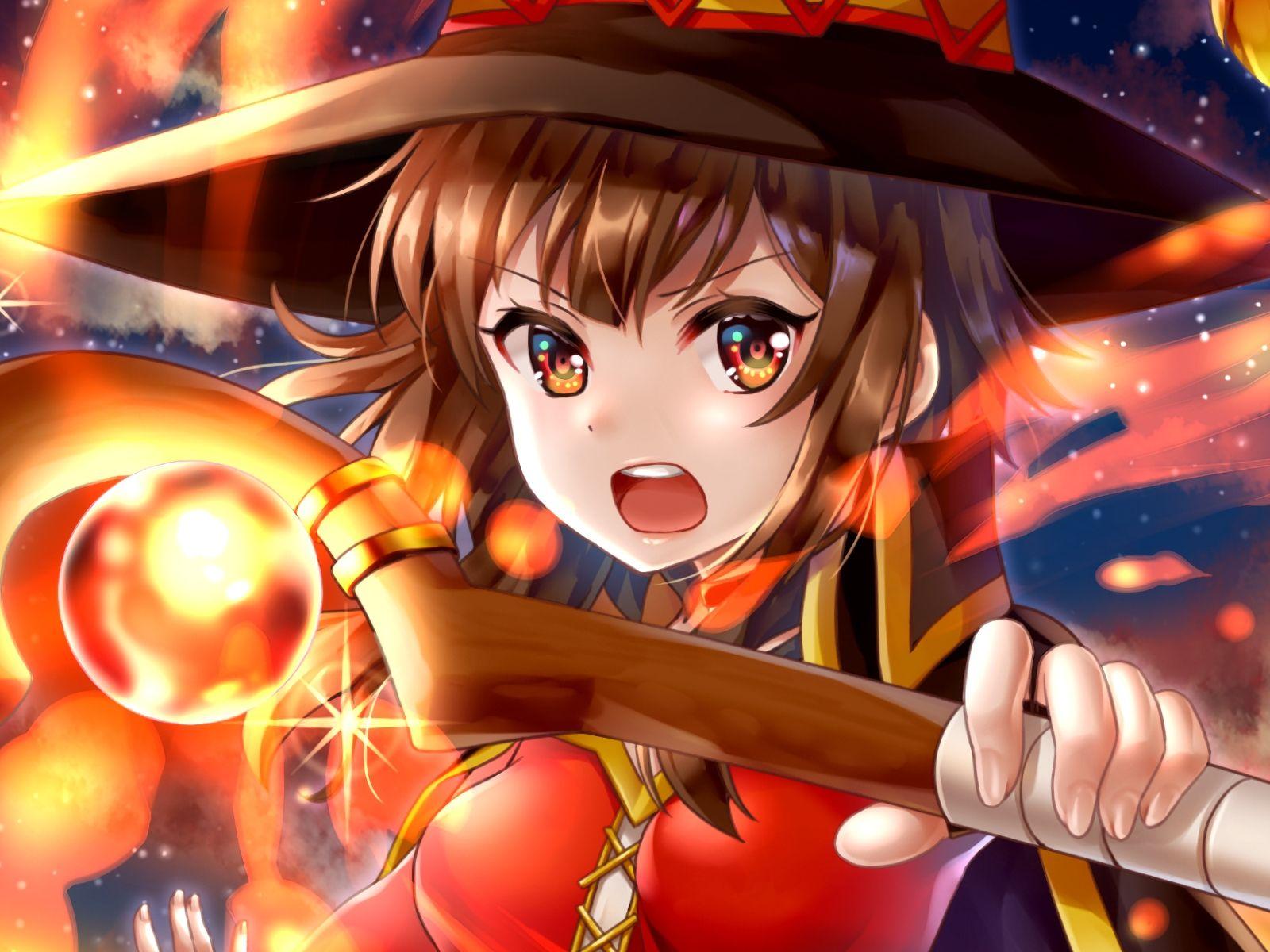 1600x1200 Desktop Wallpaper Angry Megumin, Konosuba, Anime Girl, HD Image, Picture, Background, Xixfbn
