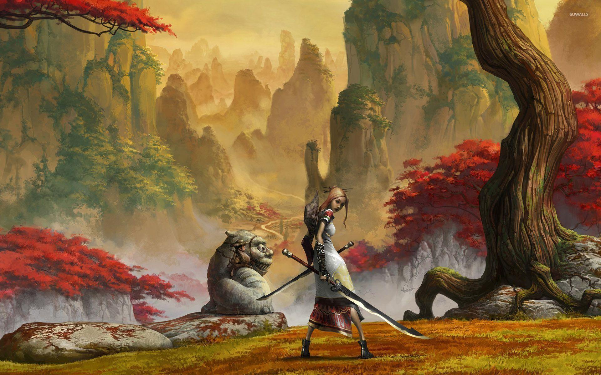 1920x1200 Samurai girl with a sword wallpaper wallpaper