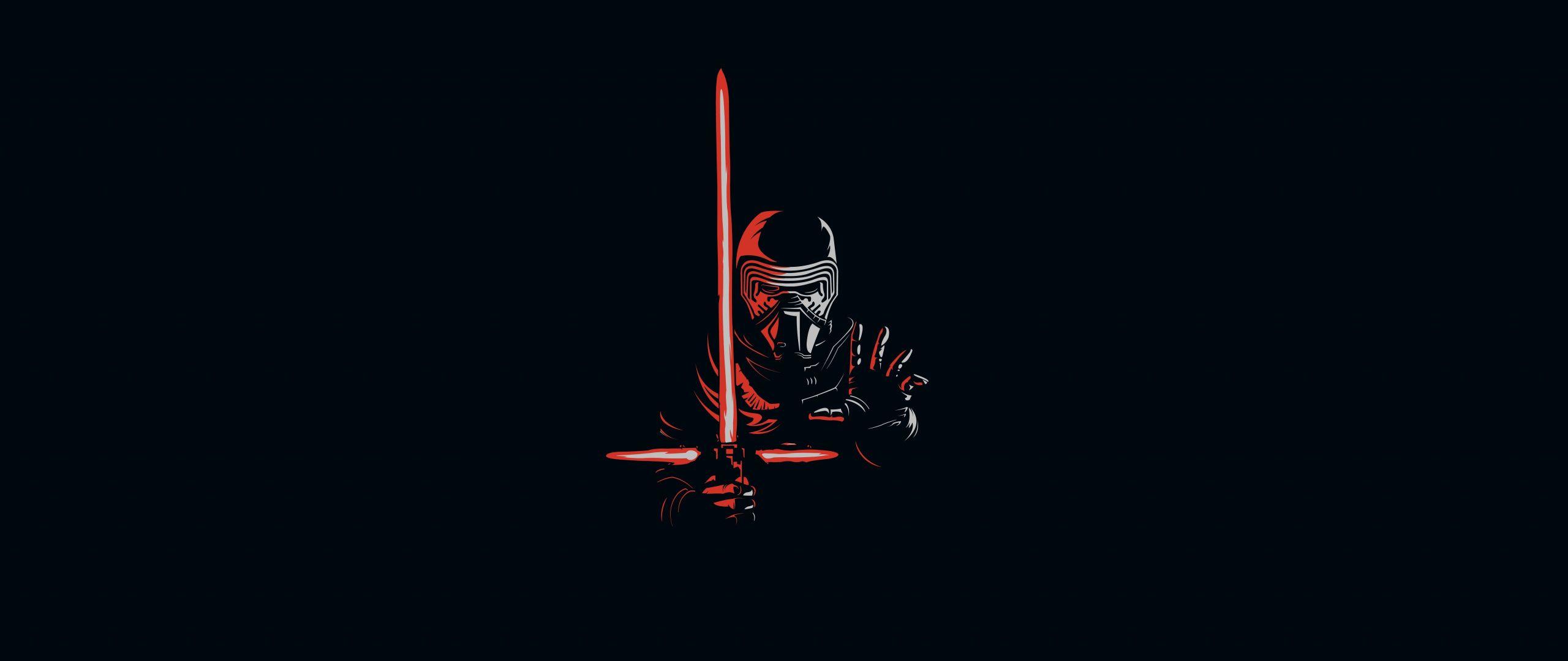 2560x1080 Download Kylo Ren, minimal, artwork, villain, star wars wallpaper, 2560x Dual Wide, Widescreen