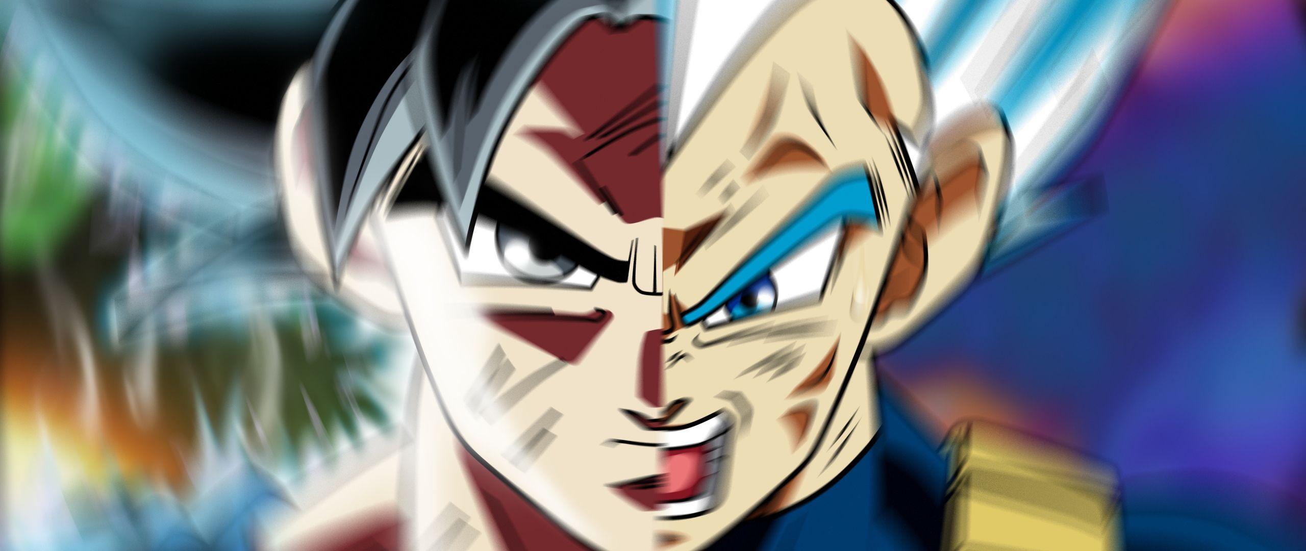 2560x1080 Download 2560x1080 wallpaper face off, goku and vegeta, dragon