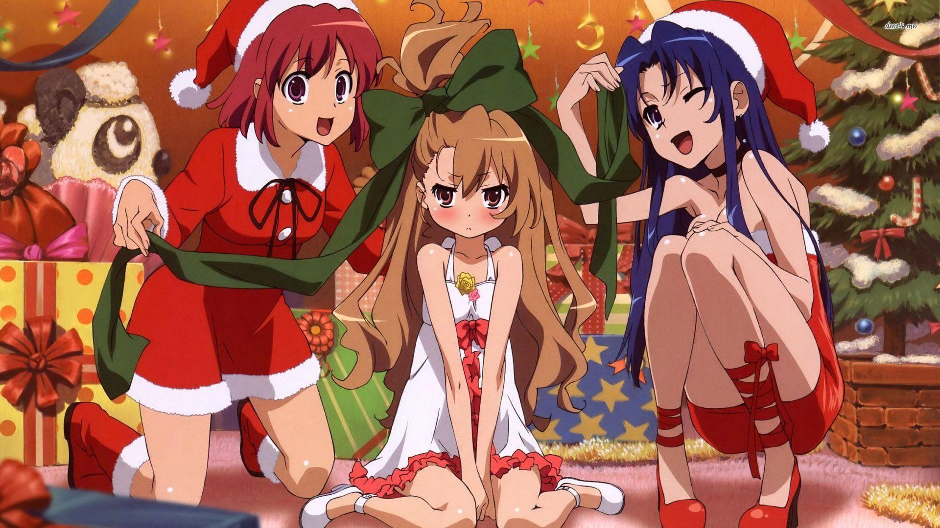 1920x1080 Cute Anime Girl Christmas Wallpaper HD
