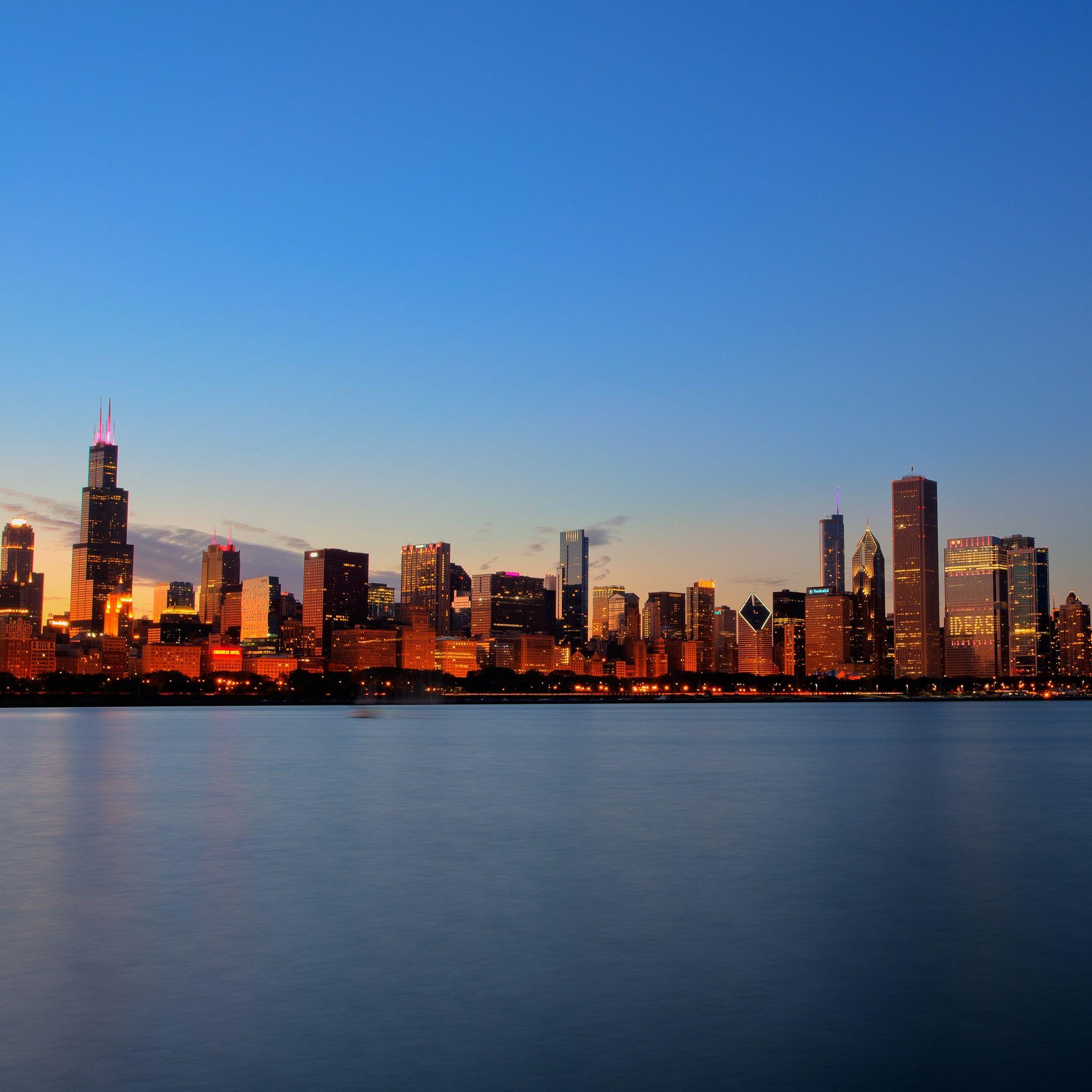 2048x2048 Chicago Cityscape Skyline iPad Air Wallpaper Free Download