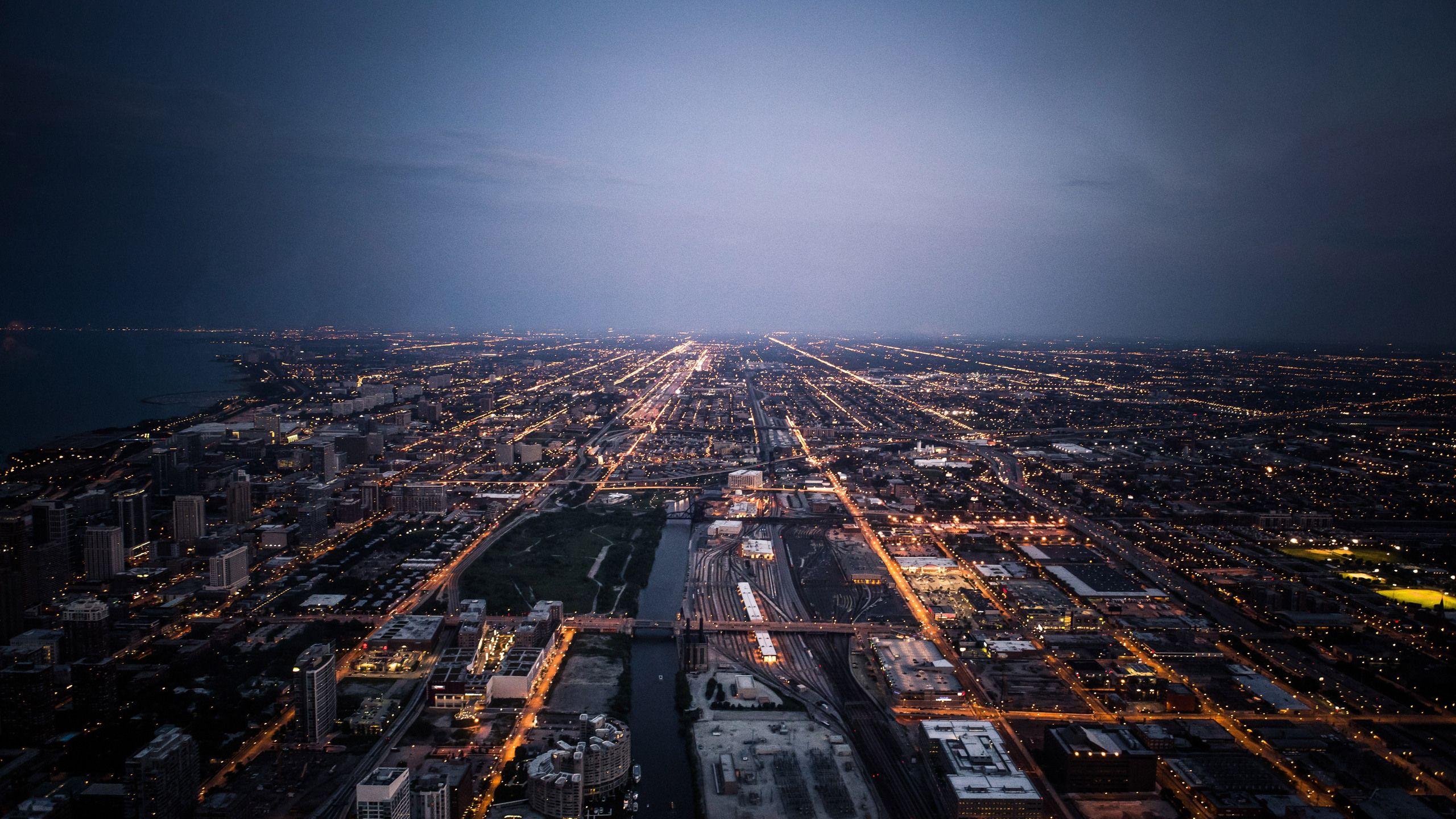 2560x1440 Chicago Cityscape Lights Road 5k 1440P Resolution HD 4k