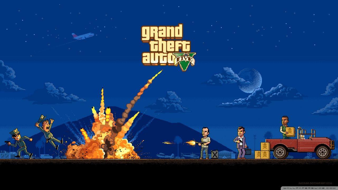 1280x720 GTA PIXEL ART Ultra HD Desktop Background Wallpaper for 4K UHD TV : Tablet