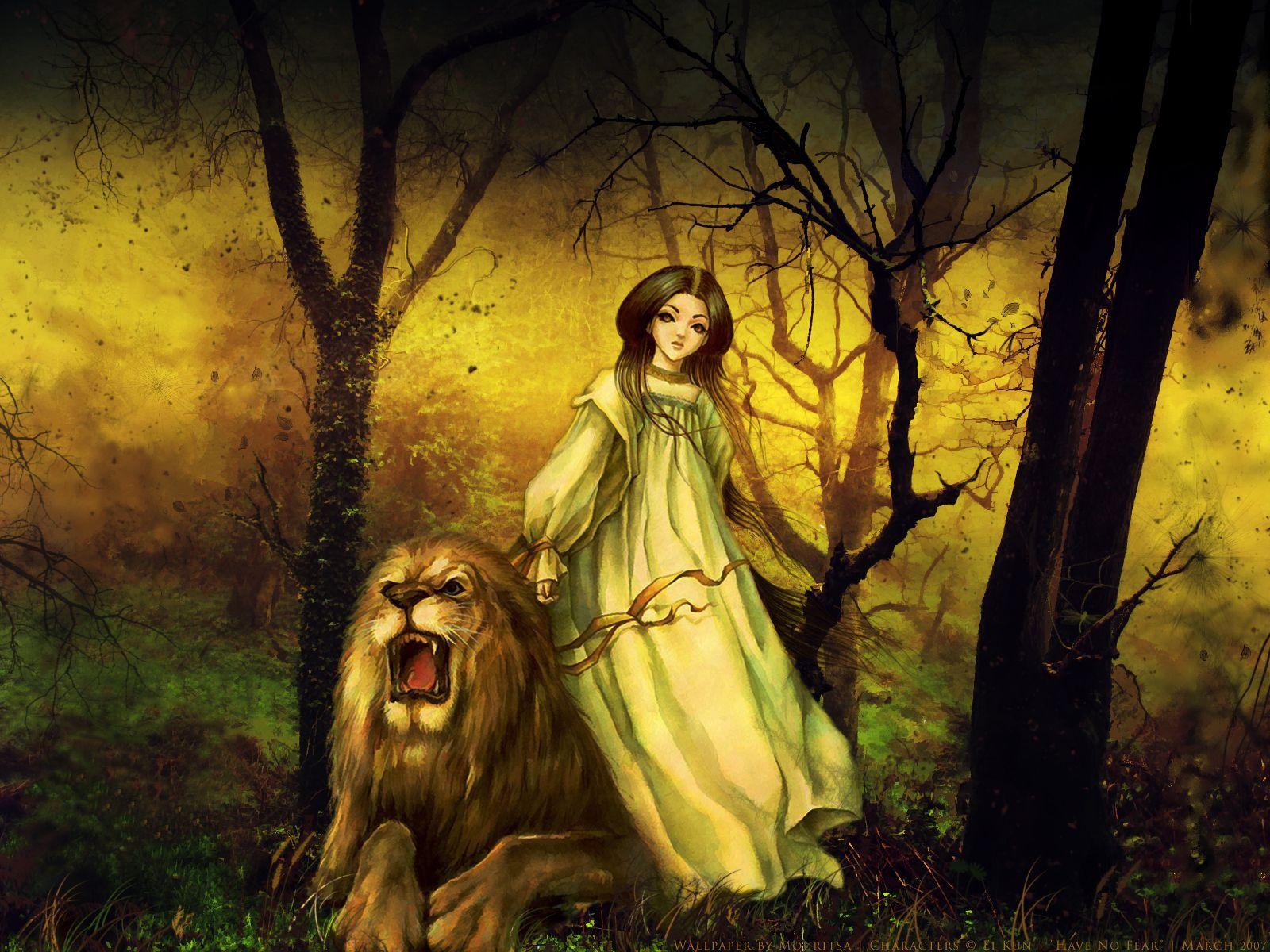 1600x1200 original, Anime, Girl, Lion Wallpaper HD / Desktop and Mobile Background