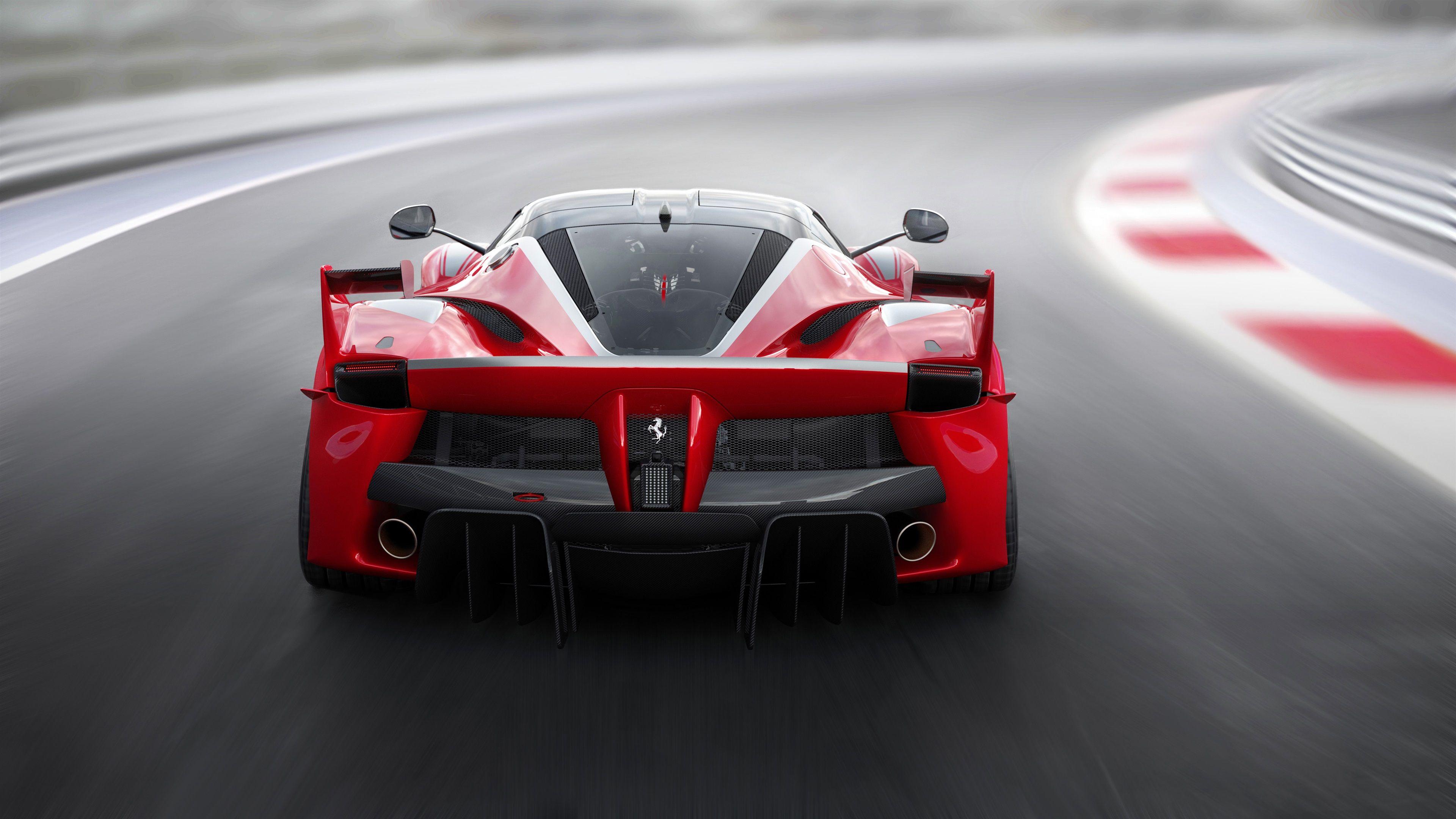 3840x2160 Wallpaper Ferrari FXX K red supercar back view, speed, road