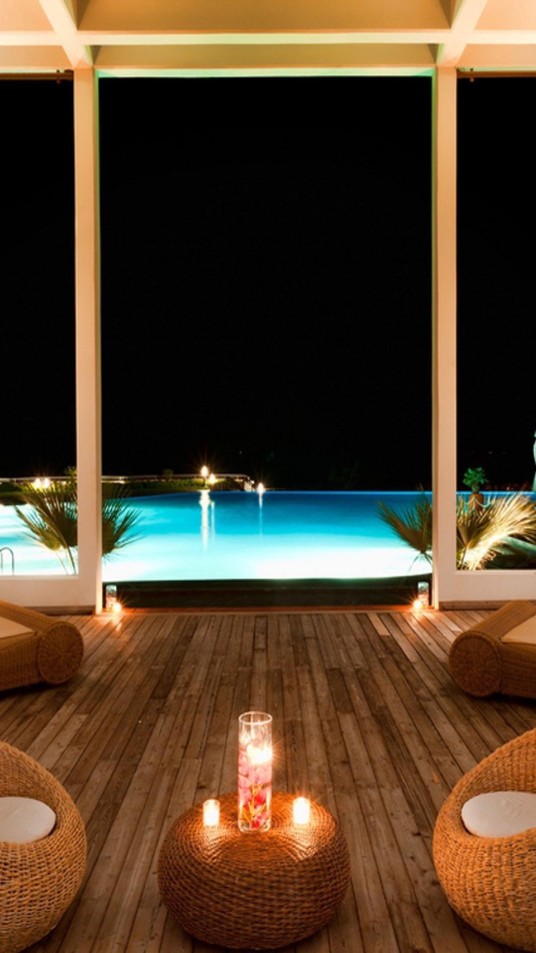 1080x1920 Blue Swimming Pool Luxury Vacation Accommodation Android Wallpaper