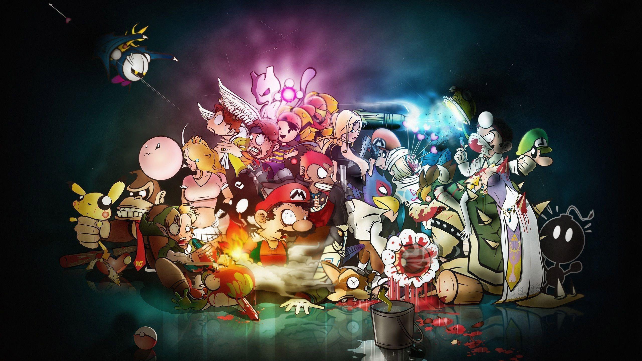 2560x1440 Video Game Mashup Wallpaper