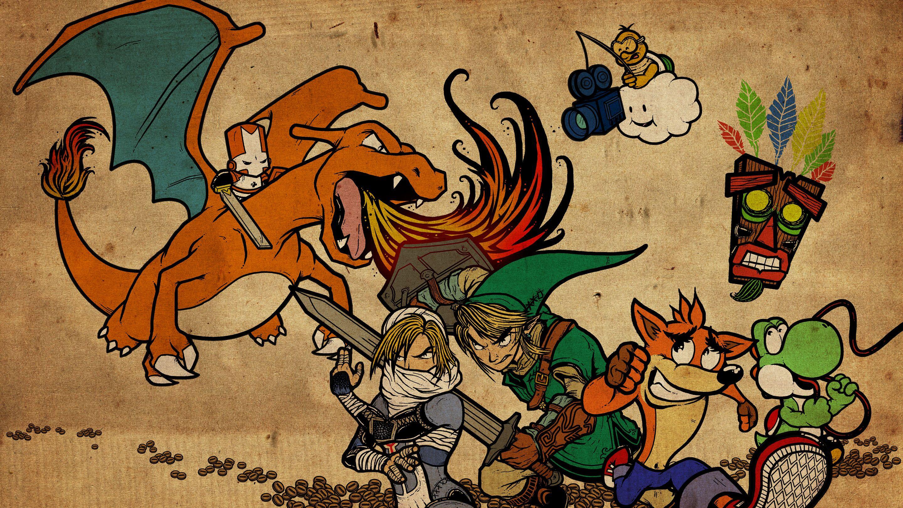 2880x1620 Free download Mashup fond ecran geek nerd personnages jeu video